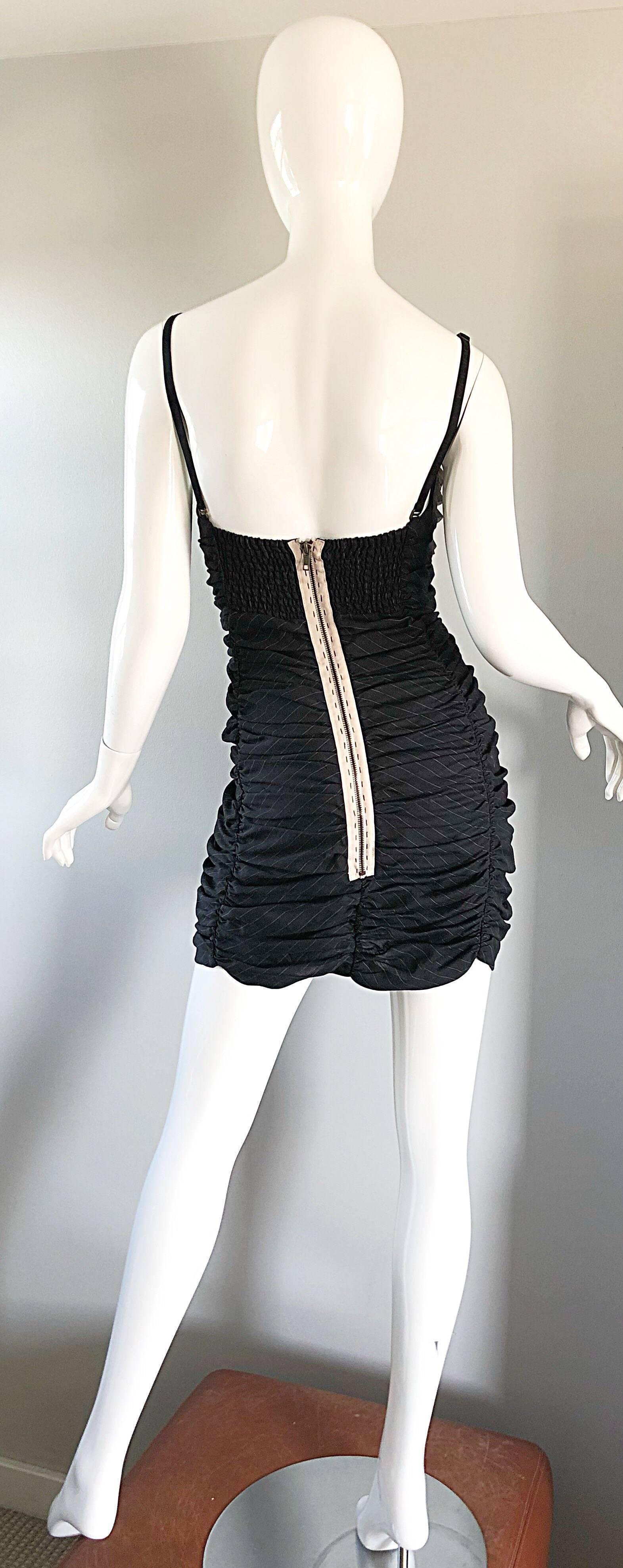 Marie Grazia Panizzi Sexy Avant Garde Convertible Strap Pinstripe Mini Dress For Sale 1