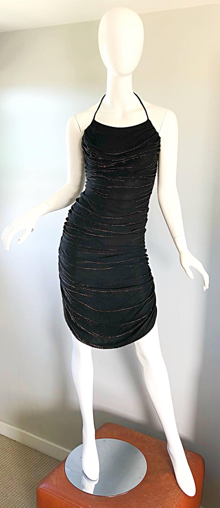 70s bodycon dress 65 MCMLXV Women's Blue Streaks of Light 70s Disco Dress XL main image 0
