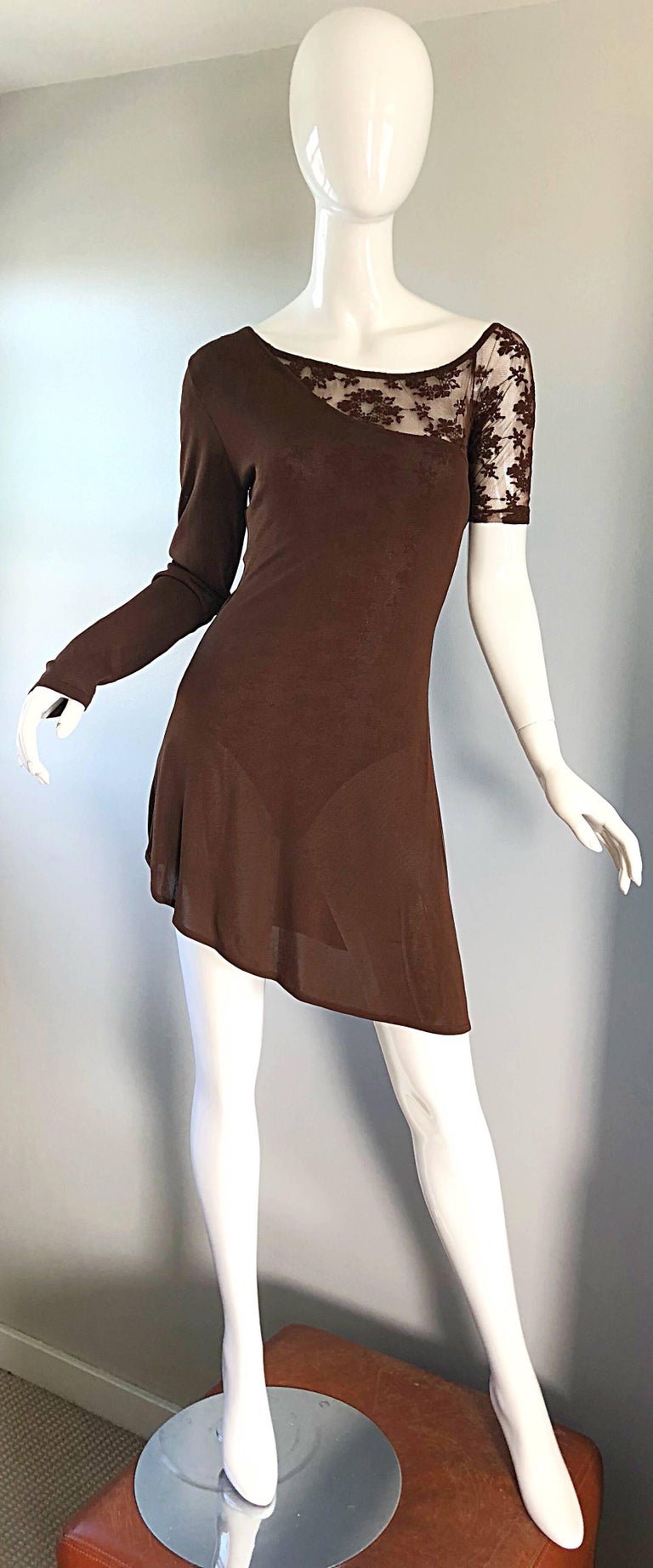 Alberta Ferretti Vintage 1990s Size 12 Brown One Shoulder 90s Mini Dress  Tunic at 1stDibs | brown 90s dress, brown one shoulder dress, brown one  sleeve dress