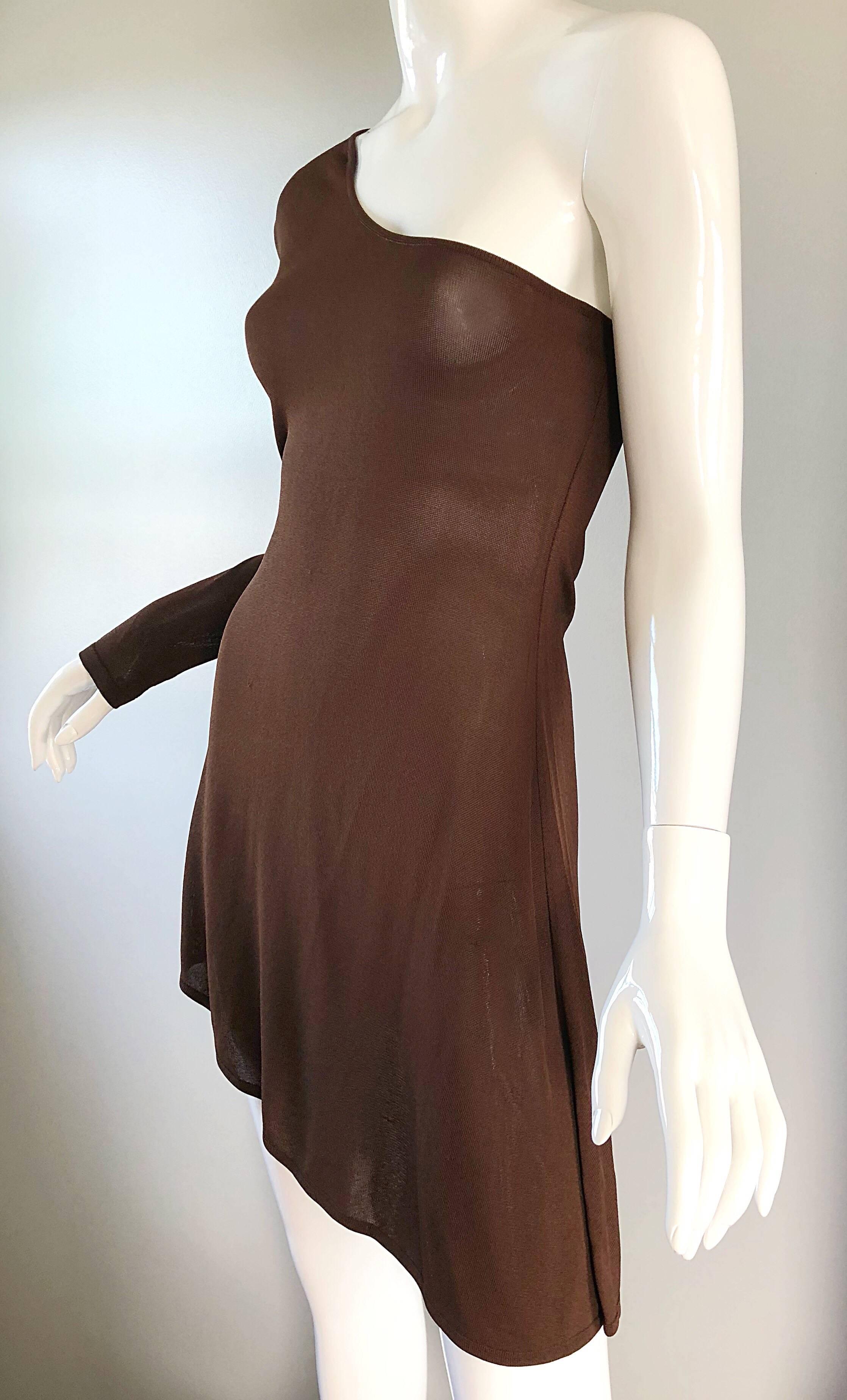 brown one sleeve dress