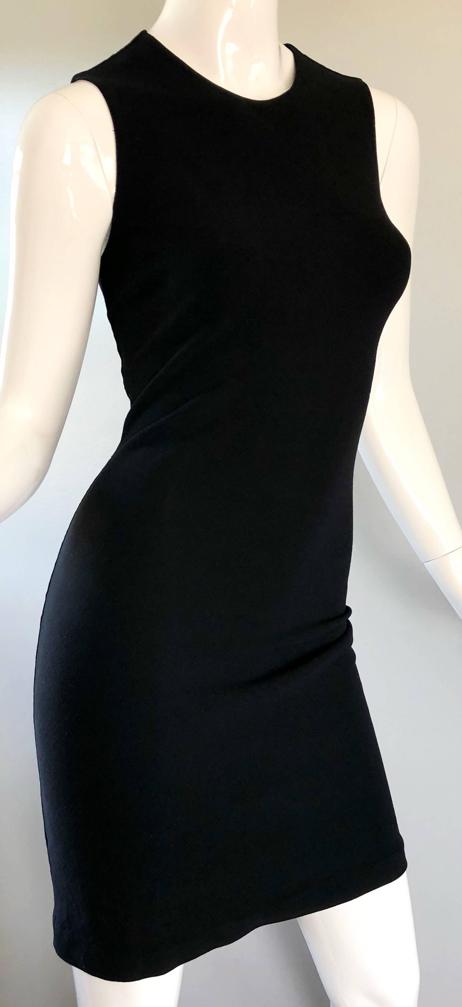 Michael Kors Collection Size 2 / 4 Black Double Face Wool Bodycon Runway Dress In Excellent Condition In San Diego, CA