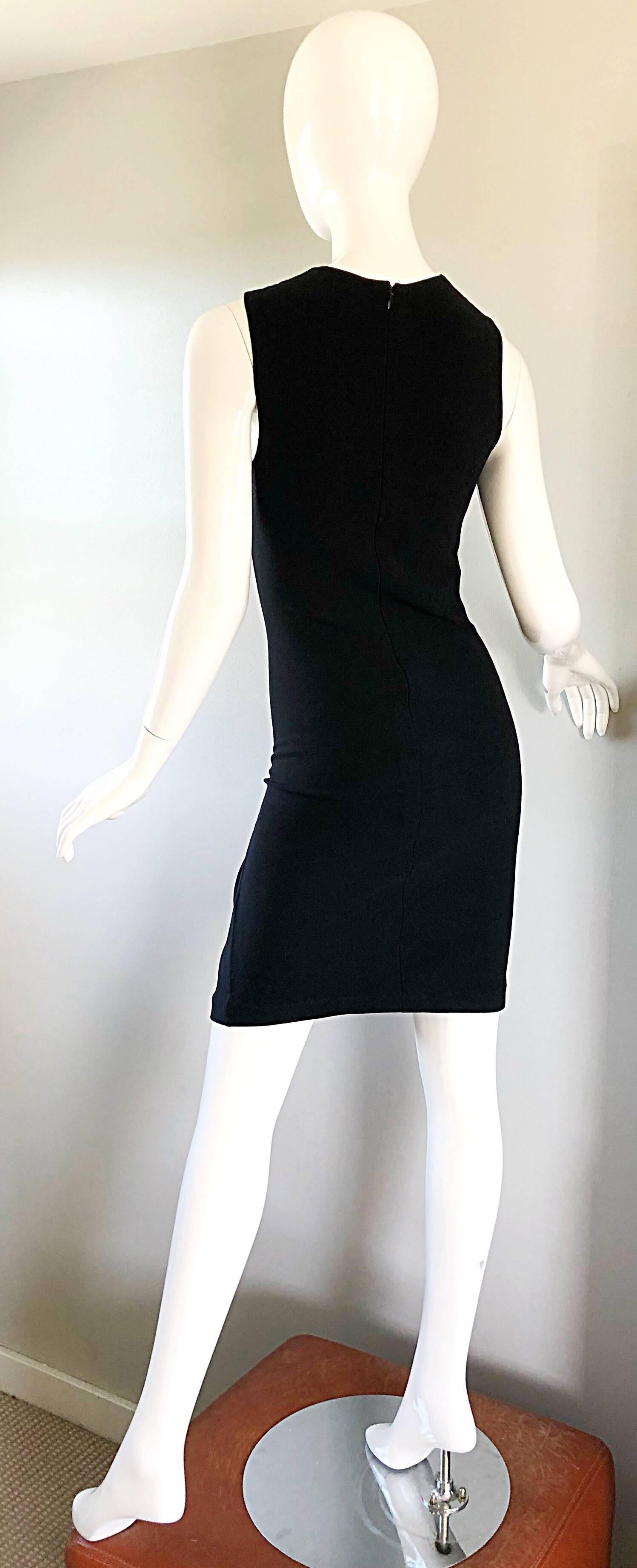 Women's Michael Kors Collection Size 2 / 4 Black Double Face Wool Bodycon Runway Dress