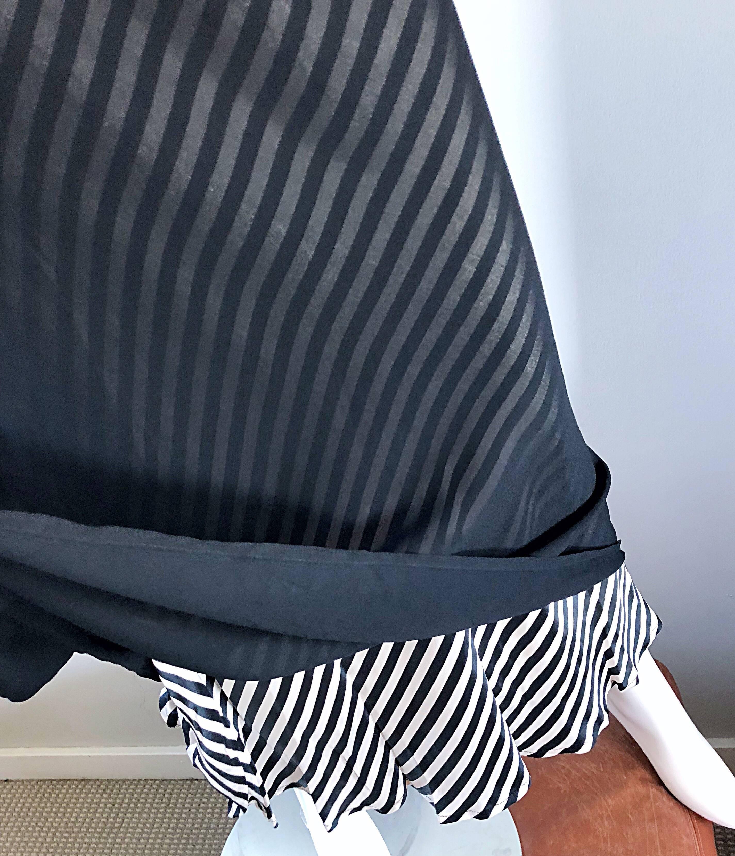 Moschino Cheap & Chic 1990s Size 12 Black and White Striped Vintage Maxi Skirt In Excellent Condition For Sale In San Diego, CA