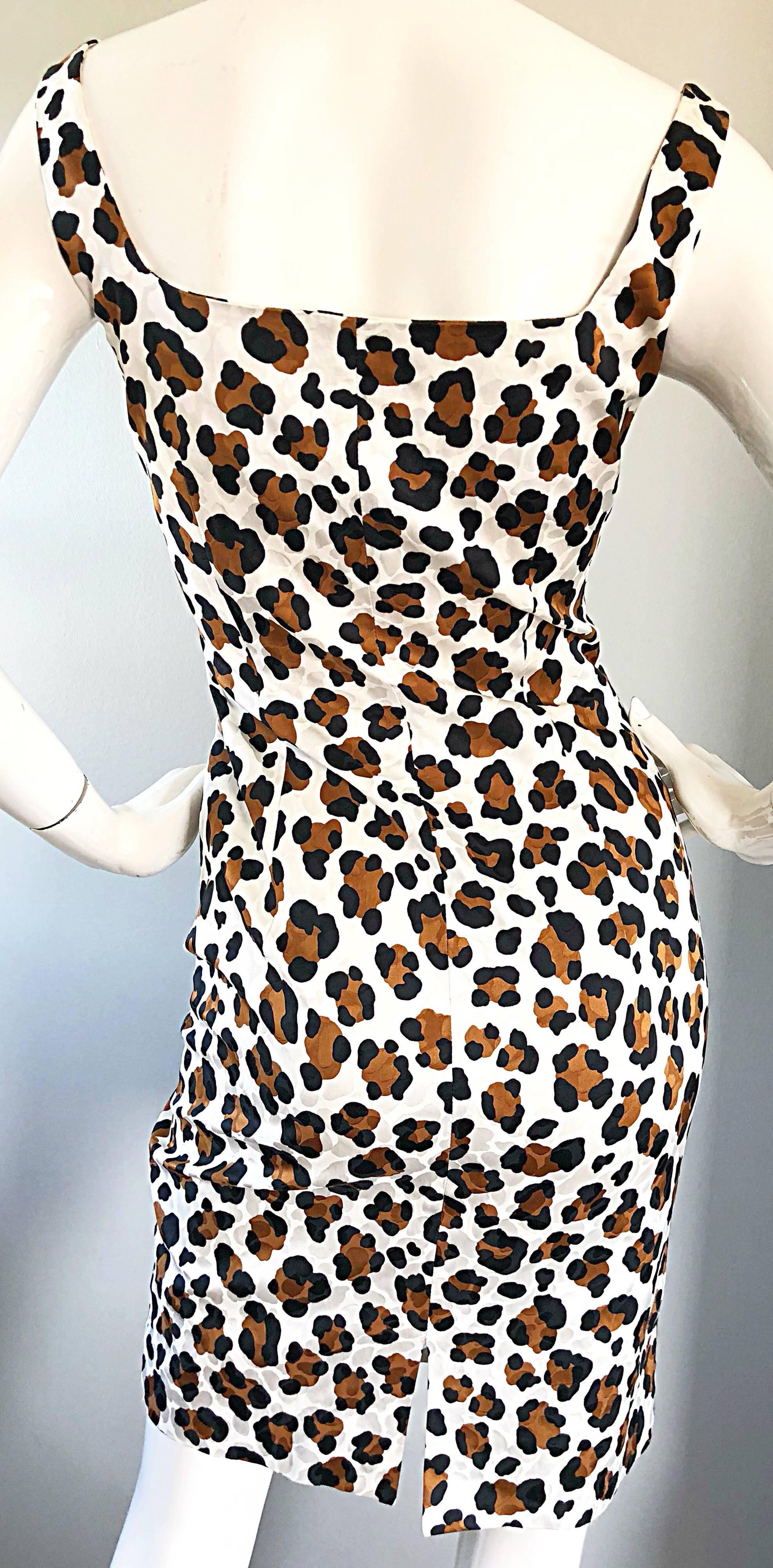 Michael Kors Collection Size 8 White Cheetah Leopard Print Early 2000s Dress 1