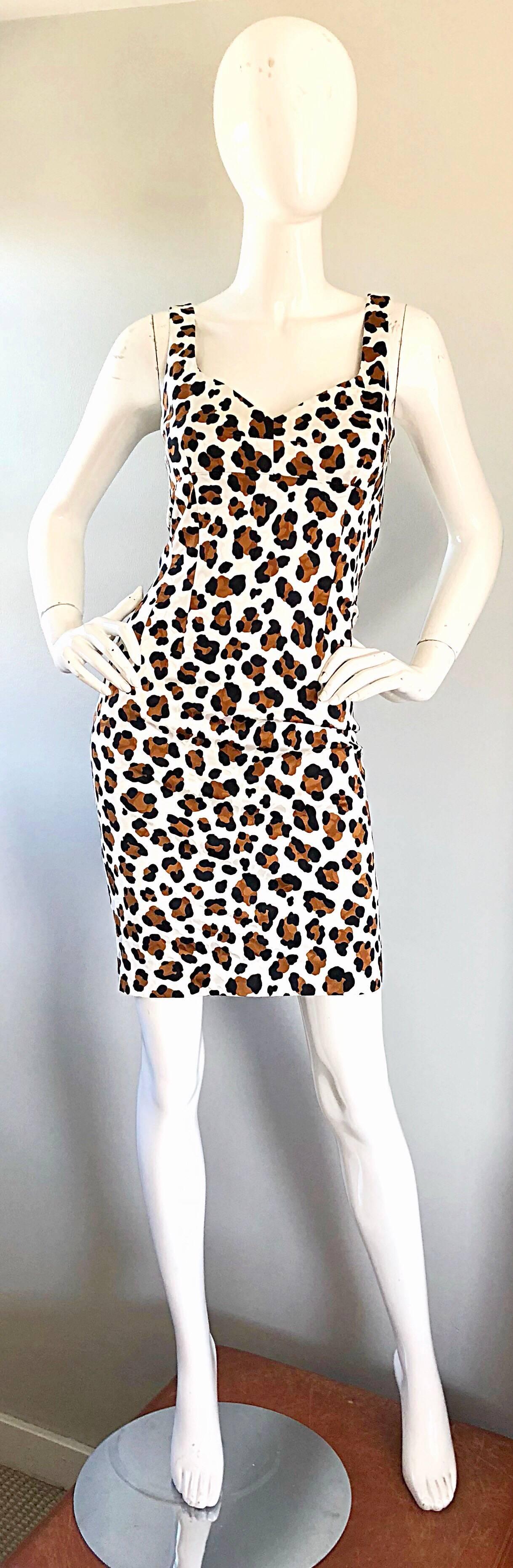 Michael Kors Collection Size 8 White Cheetah Leopard Print Early 2000s Dress 2
