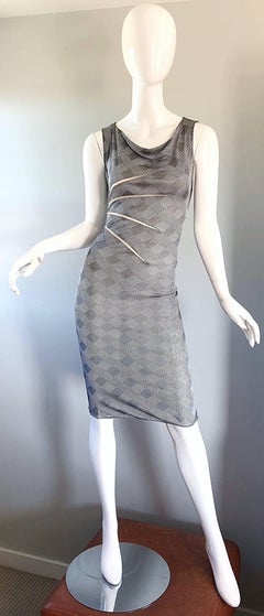 Gianni Versace Couture Rare Spring 1998 Vintage Black and White Cut - Out Dress