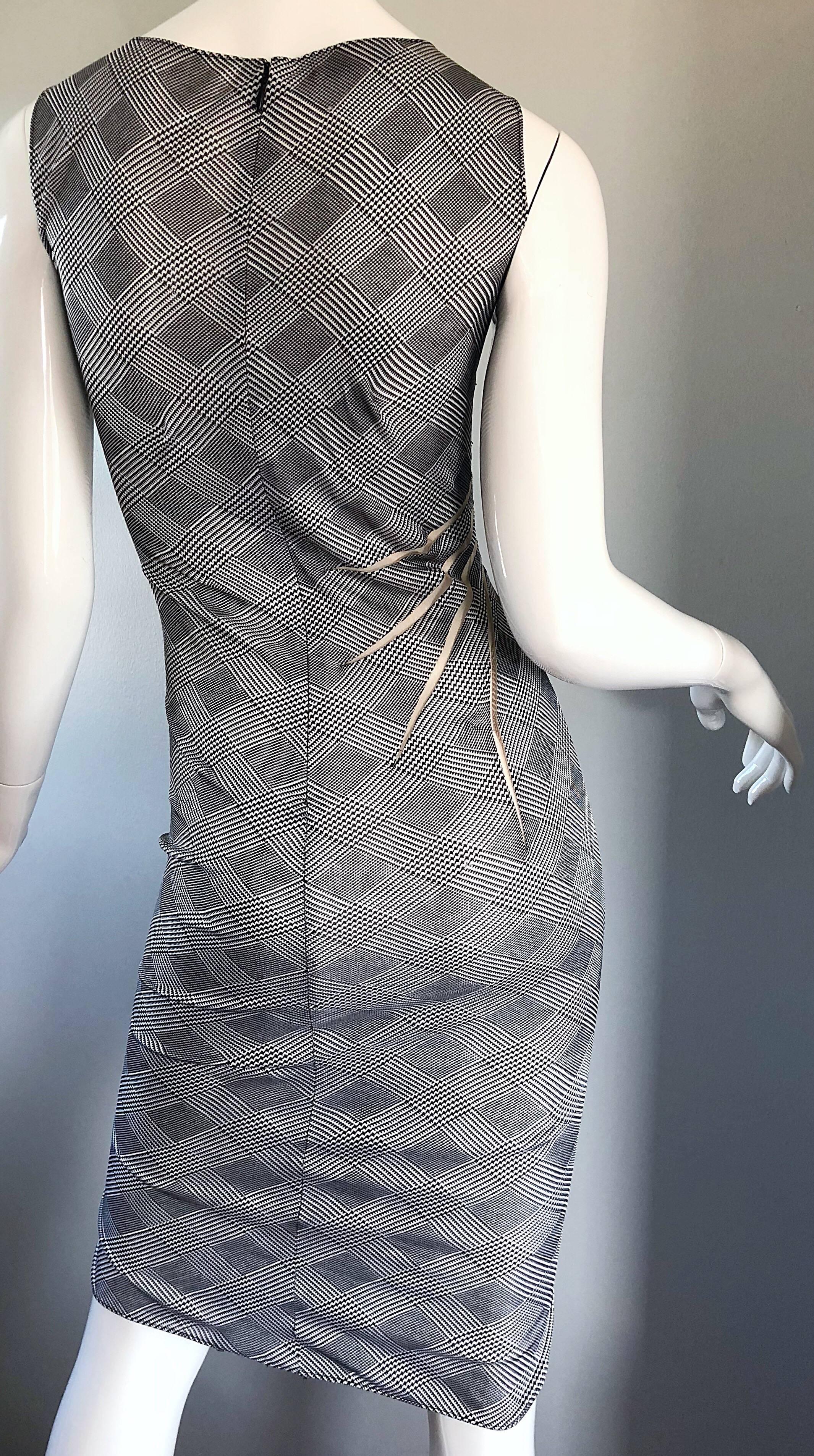 Gray Gianni Versace Couture Rare S / S 1998 Vintage Black and White Cut - Out Dress For Sale