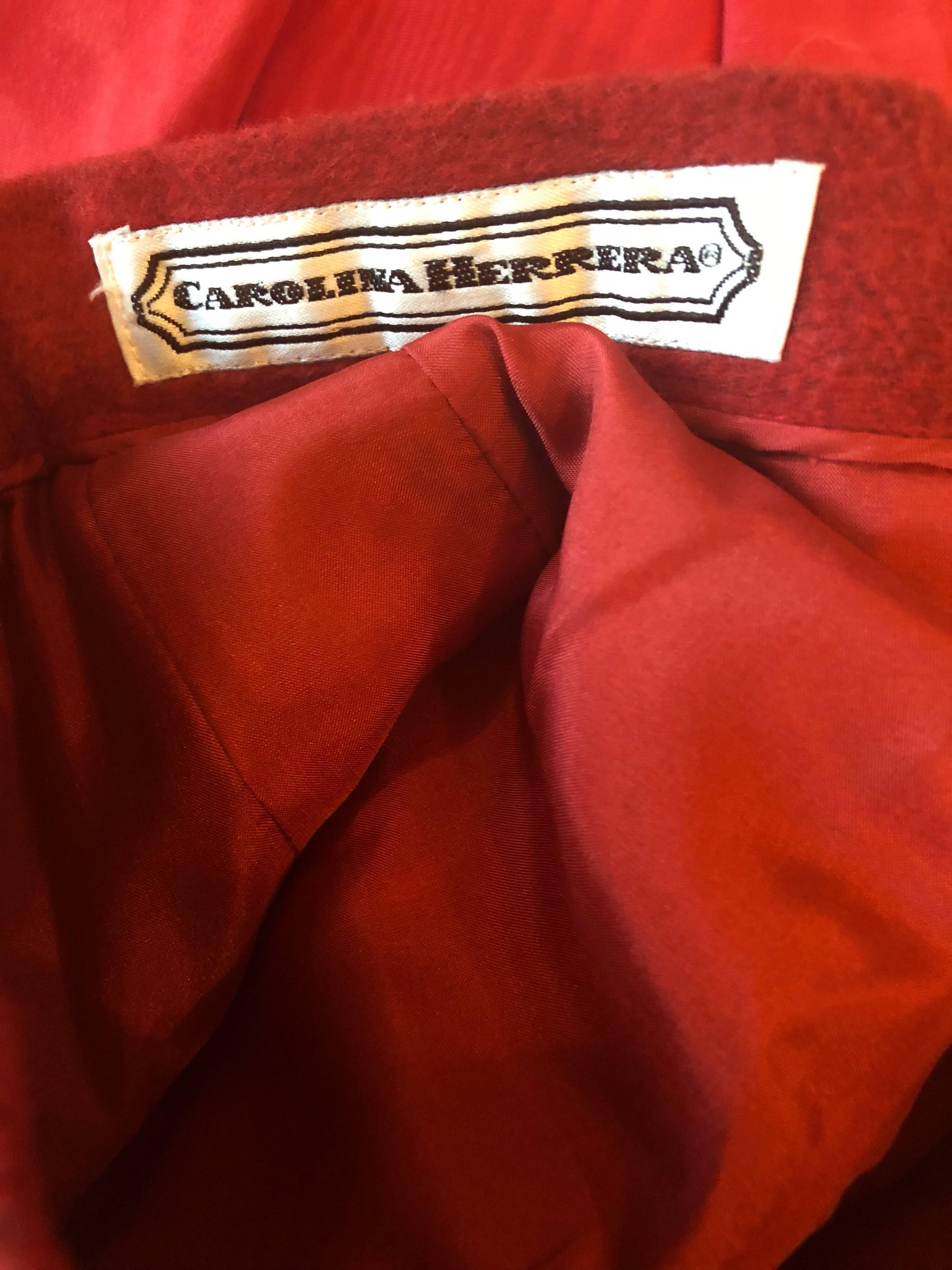 Carolina Herrera Rare tailleur pantalon rouge brique imprimé cœur fantaisie, début des années 1990, taille 6 en vente 5