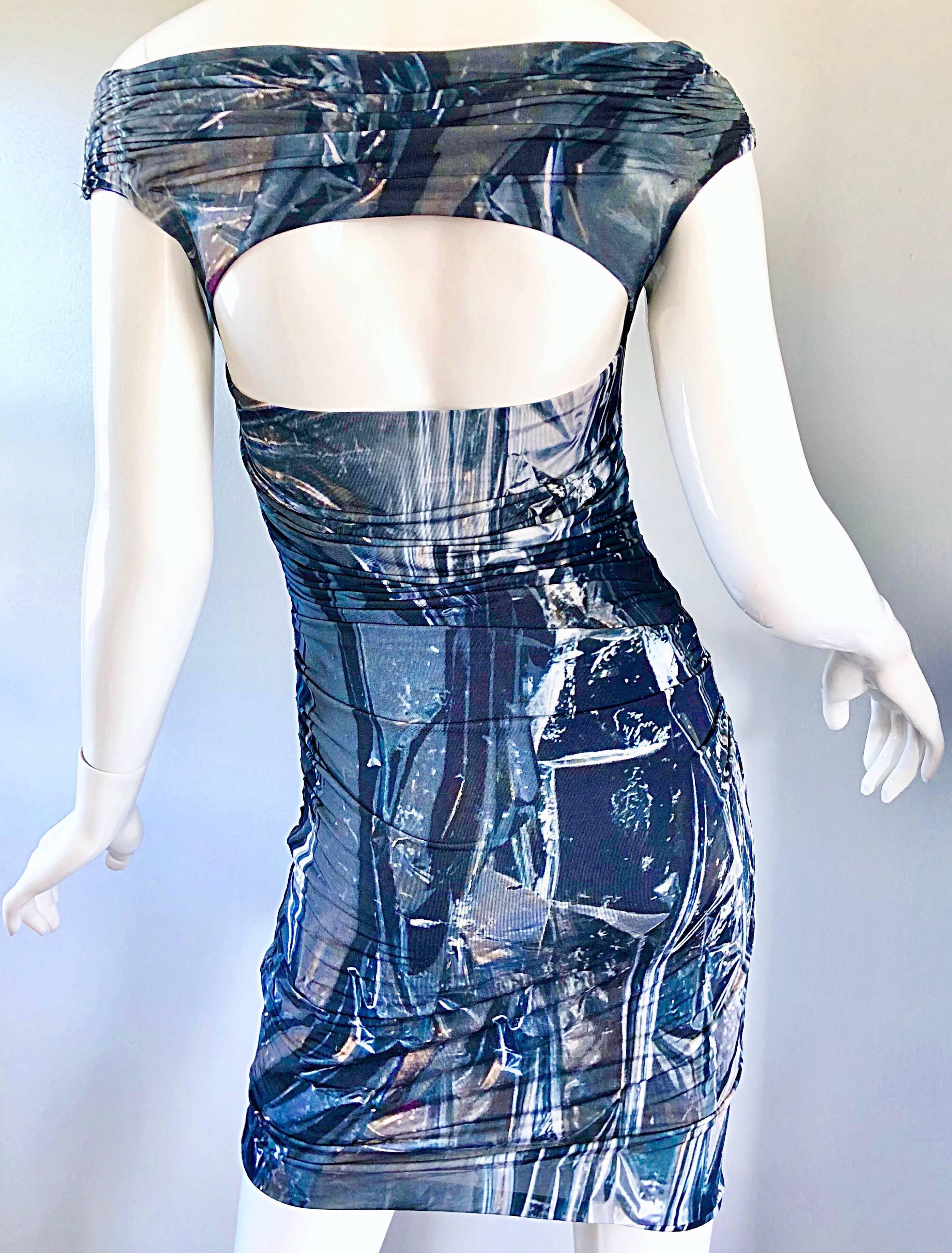 1990s Helmut Lang Galaxy Space Print Vintage Open Back 90s Jersey Dress 1