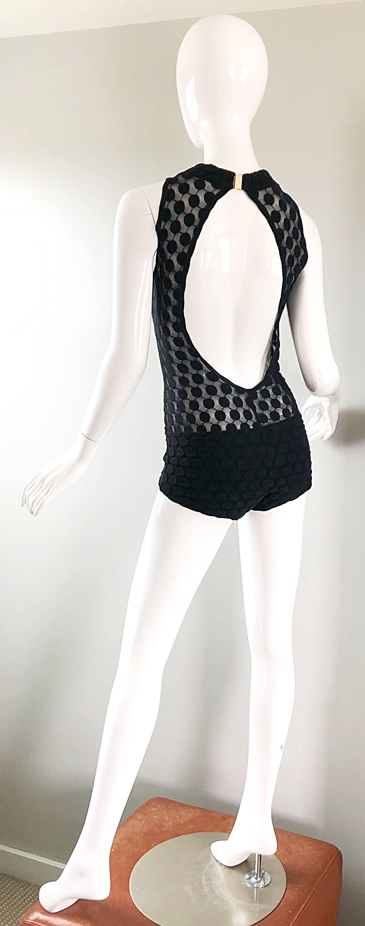 1960s Gottex Black Sheer Cut - Out Sexy One Piece 60s Vintage Swimsuit Bodysuit For Sale 1