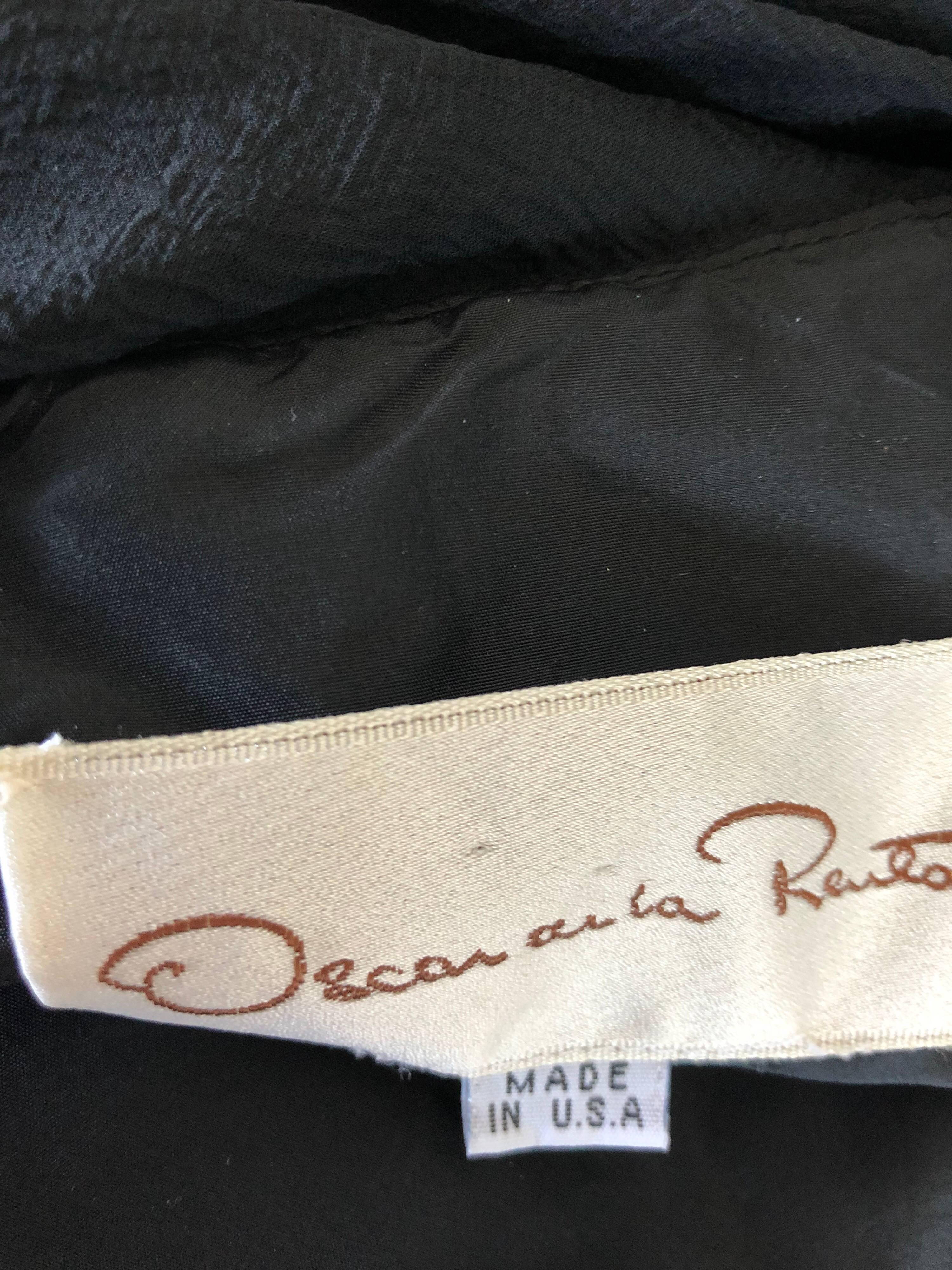 Vintage Oscar de la Renta Breathtaking Black Silk Chiffon + Velvet 1990s Gown 9