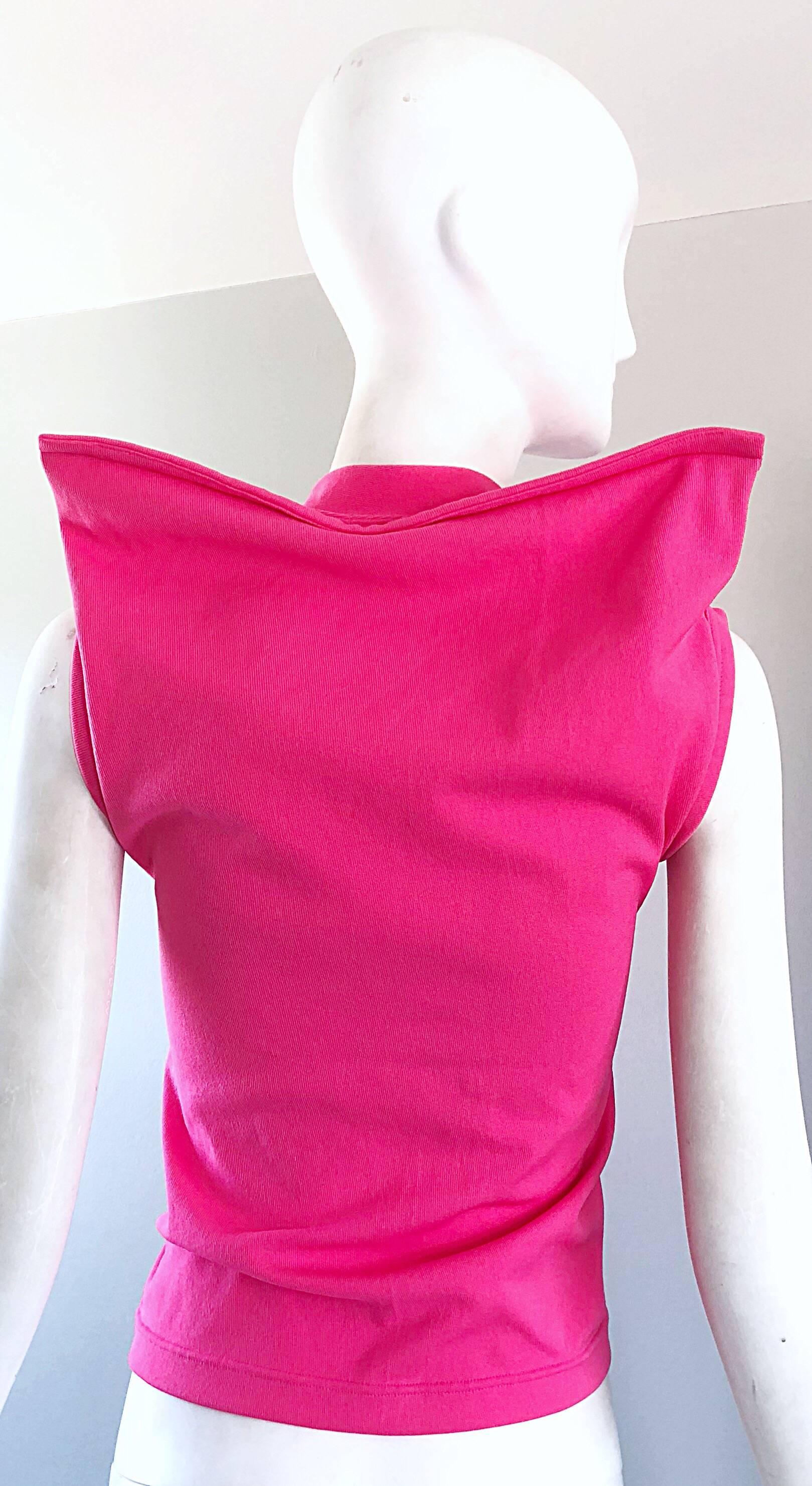 Seltene Vintage Comme des Garcons 1990er Jahre Hot Pink Avant Garde Futuristisches Top Bluse  im Zustand „Hervorragend“ im Angebot in San Diego, CA