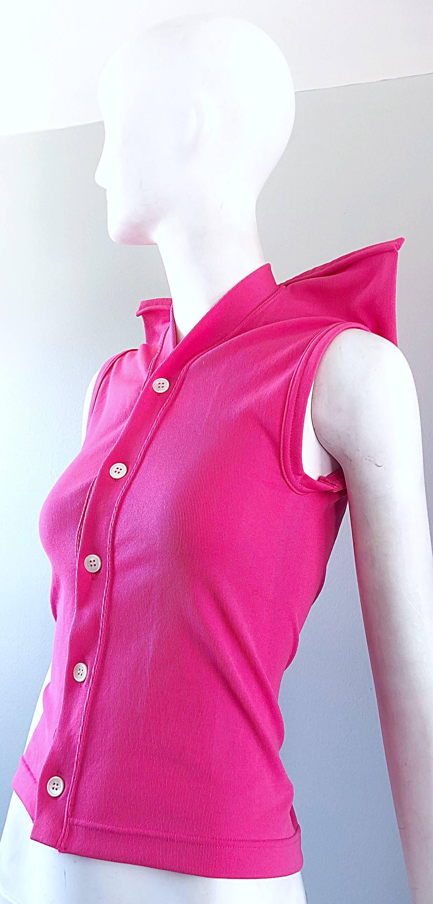 Rare Vintage Comme des Garcons 1990s Hot Pink Avant Garde Futuristic Top Blouse  In Excellent Condition For Sale In San Diego, CA