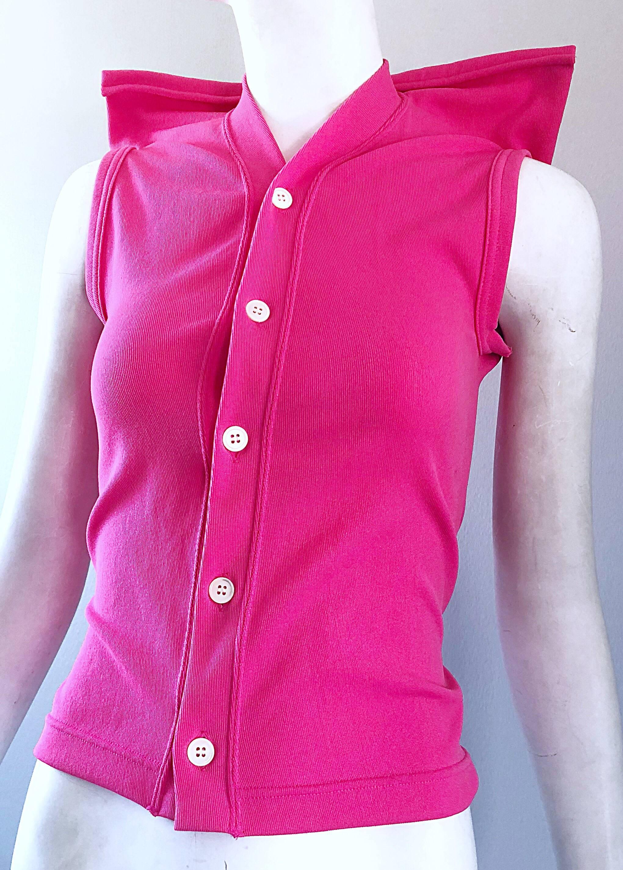 Seltene Vintage Comme des Garcons 1990er Jahre Hot Pink Avant Garde Futuristisches Top Bluse  im Angebot 3