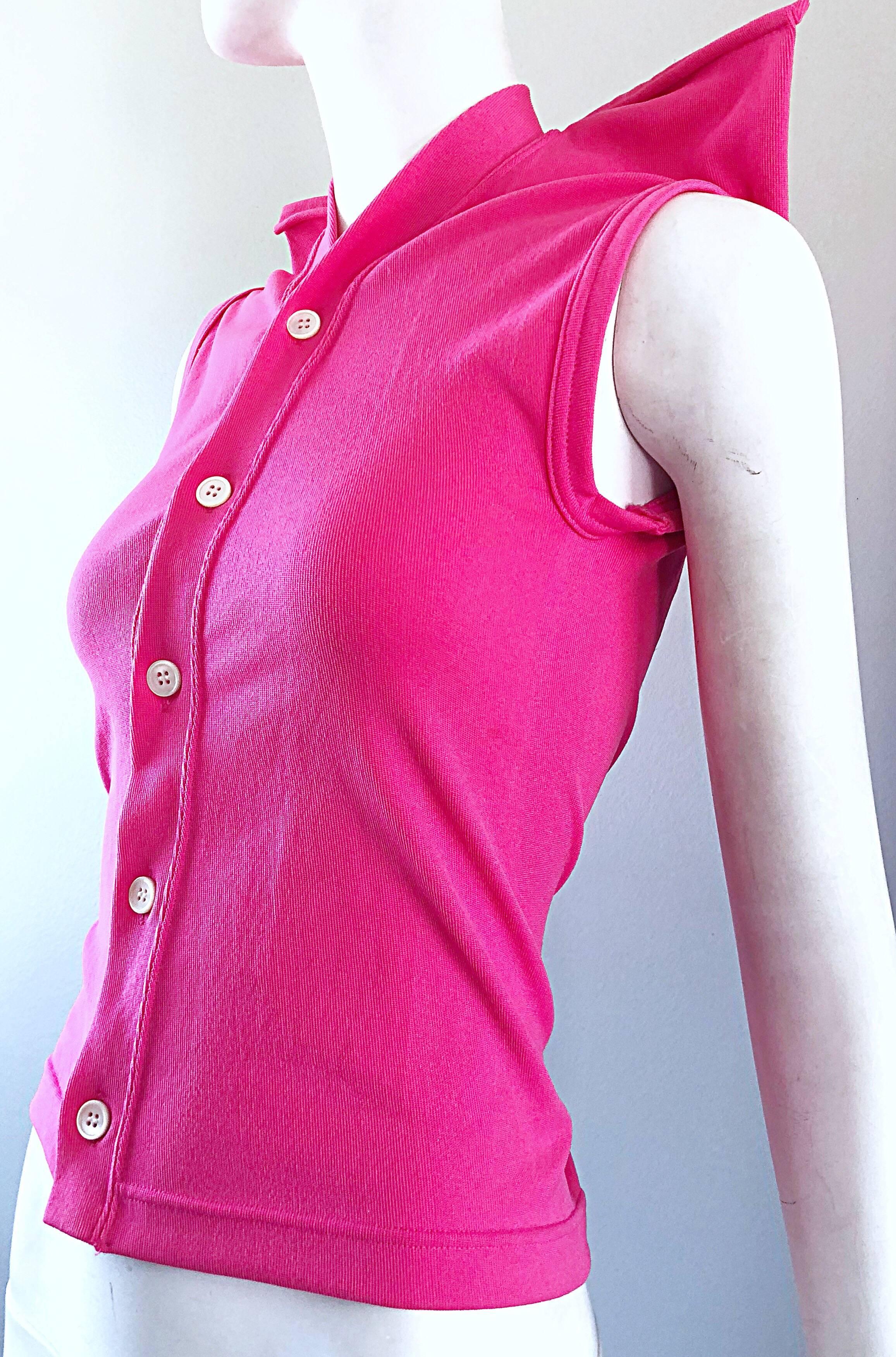 Seltene Vintage Comme des Garcons 1990er Jahre Hot Pink Avant Garde Futuristisches Top Bluse  im Angebot 4