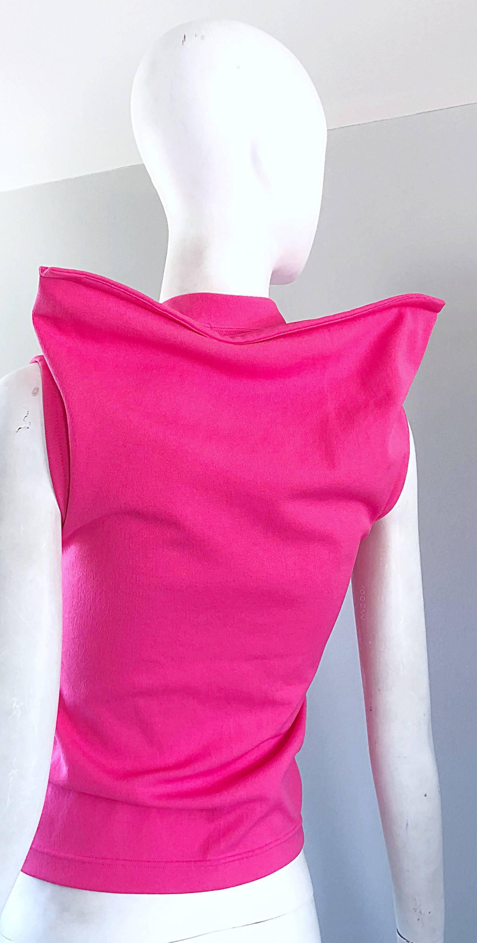 Seltene Vintage Comme des Garcons 1990er Jahre Hot Pink Avant Garde Futuristisches Top Bluse  im Angebot 7
