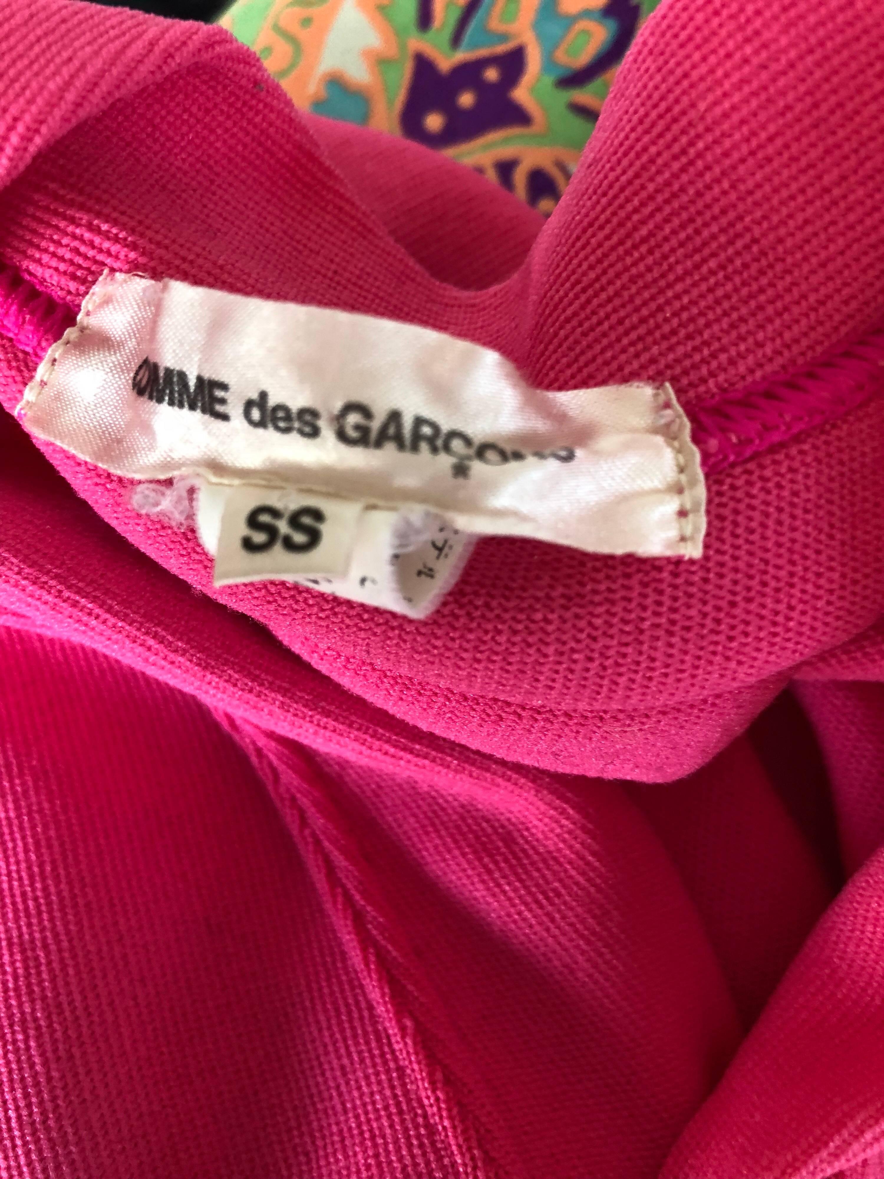 Rare Vintage Comme des Garcons 1990s Hot Pink Avant Garde Futuristic Top Blouse For Sale 8