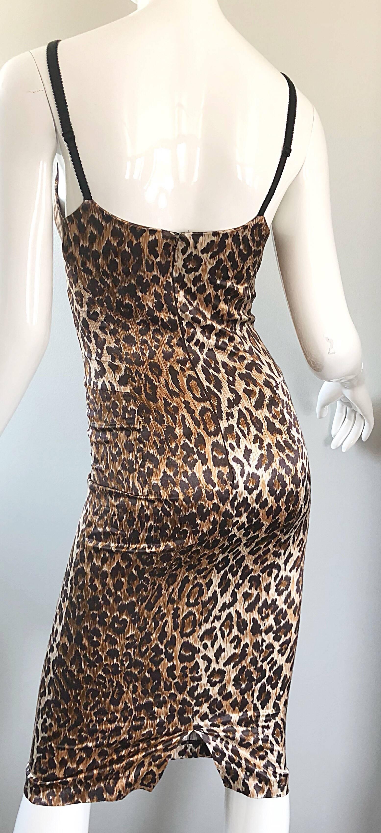 1990s Dolce and Gabbana Iconic Leopard Print Sexy Vintage 90s Bustier Dress In Excellent Condition In San Diego, CA
