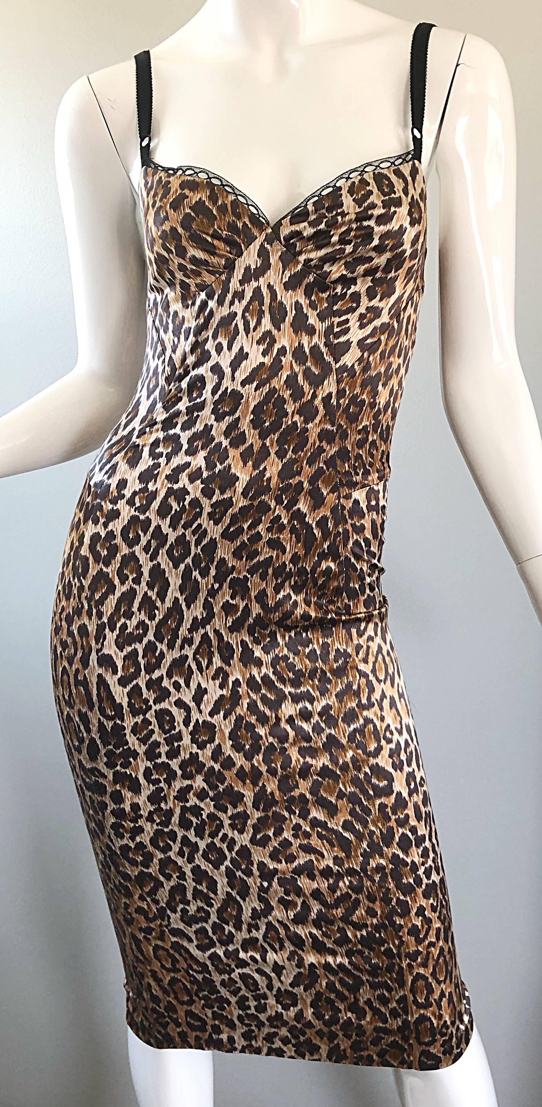 1990s Dolce and Gabbana Iconic Leopard Print Sexy Vintage 90s Bustier Dress 2
