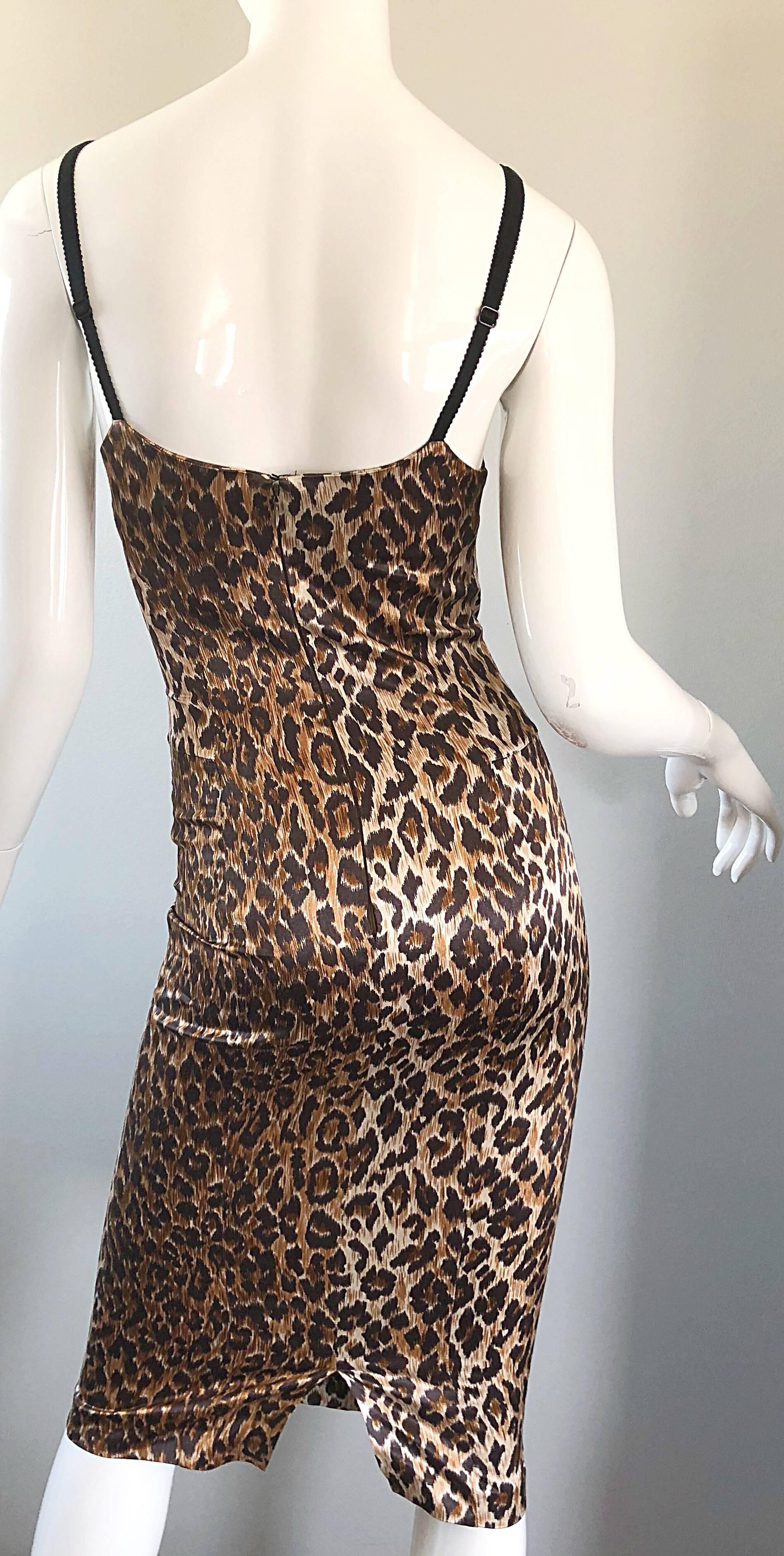 1990s Dolce and Gabbana Iconic Leopard Print Sexy Vintage 90s Bustier Dress 3
