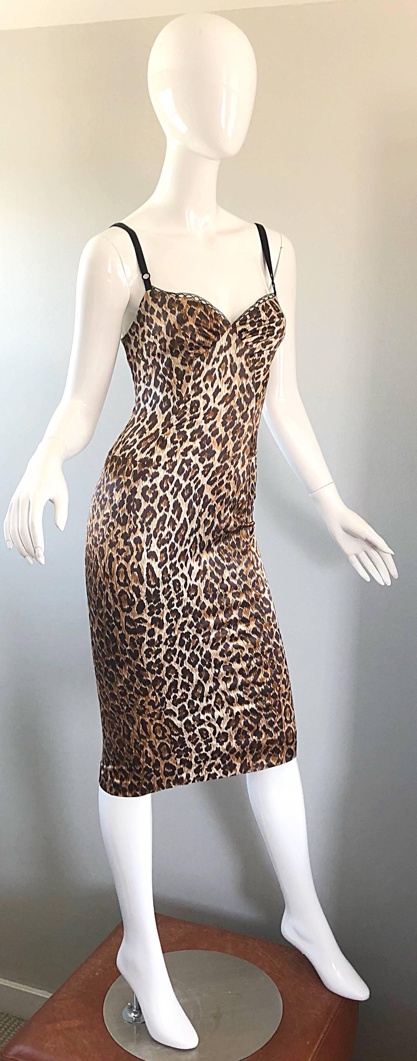 1990s Dolce and Gabbana Iconic Leopard Print Sexy Vintage 90s Bustier Dress 4
