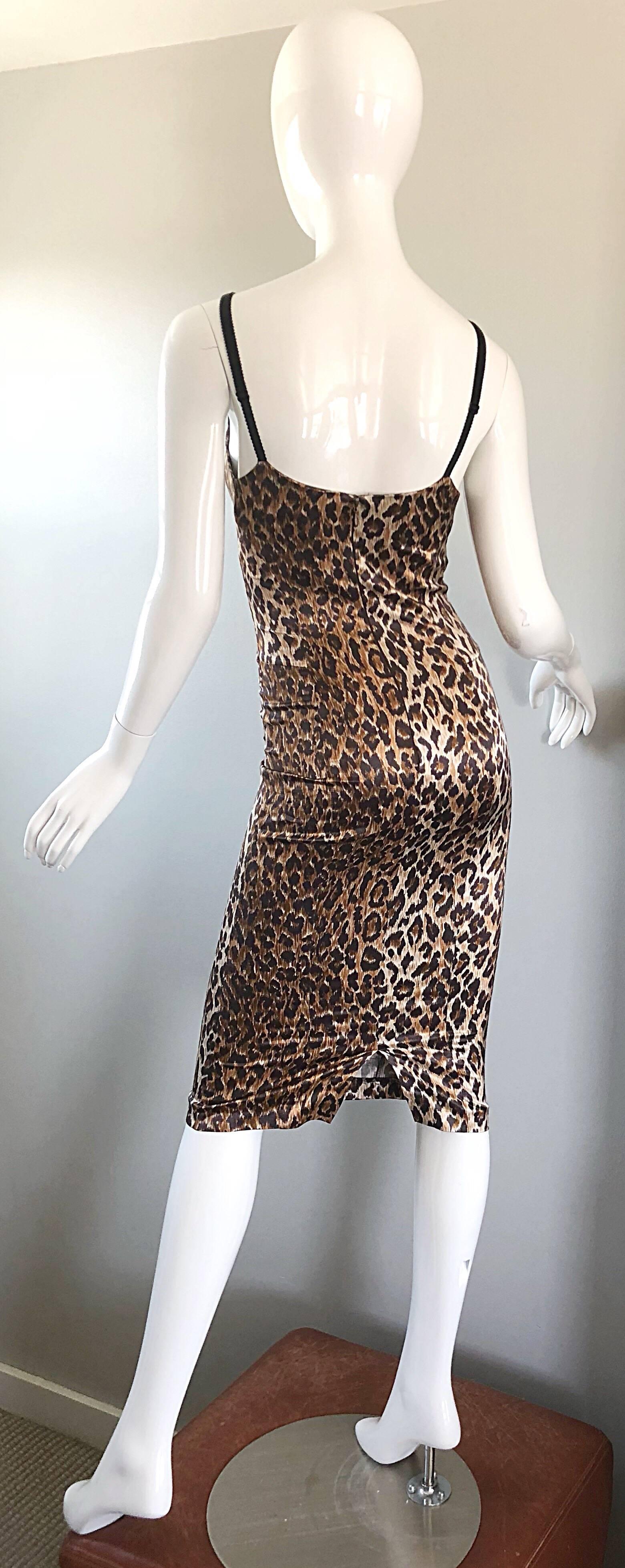 1990s Dolce and Gabbana Iconic Leopard Print Sexy Vintage 90s Bustier Dress 5