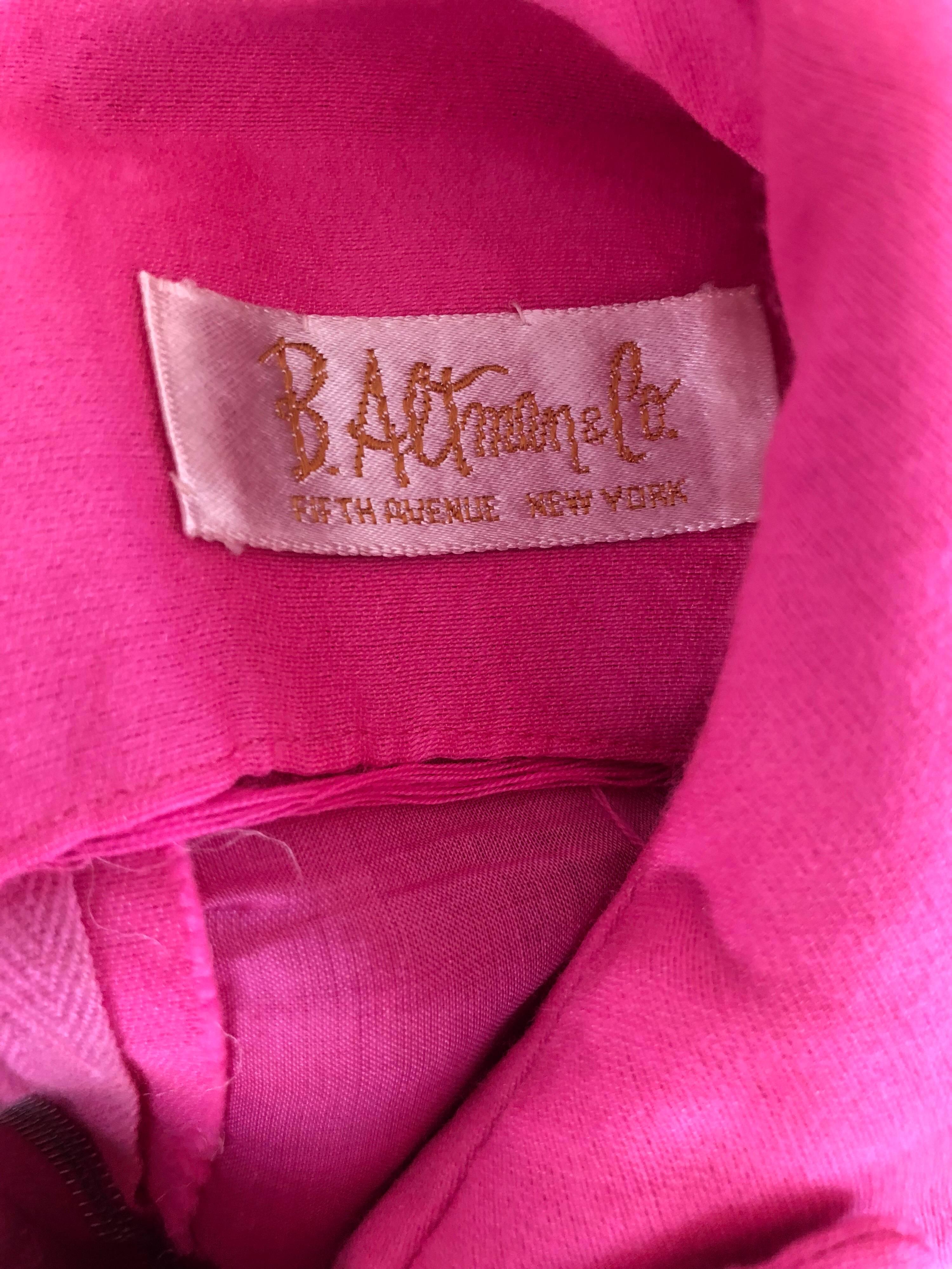 1960s B. Altman Bubblegum Pink Raw Silk Vintage 60s A - Line Dress + Crop Top 9
