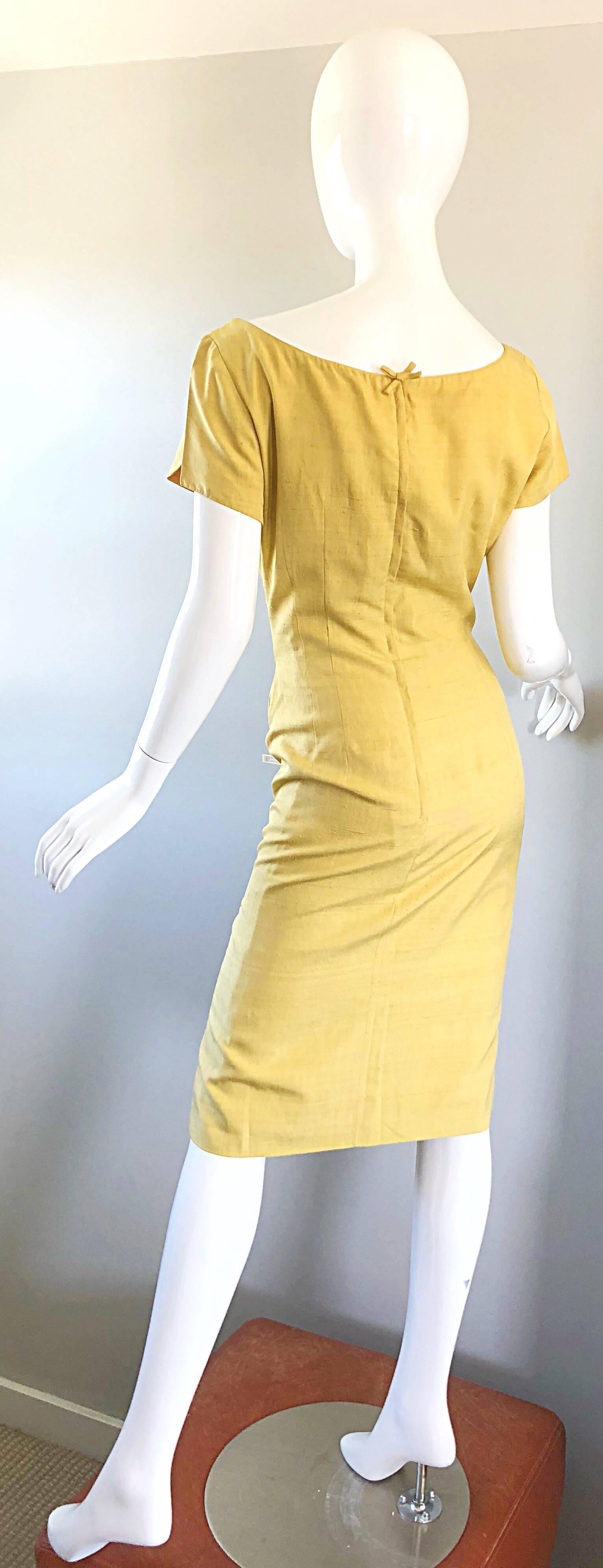 mustard yellow silk dress
