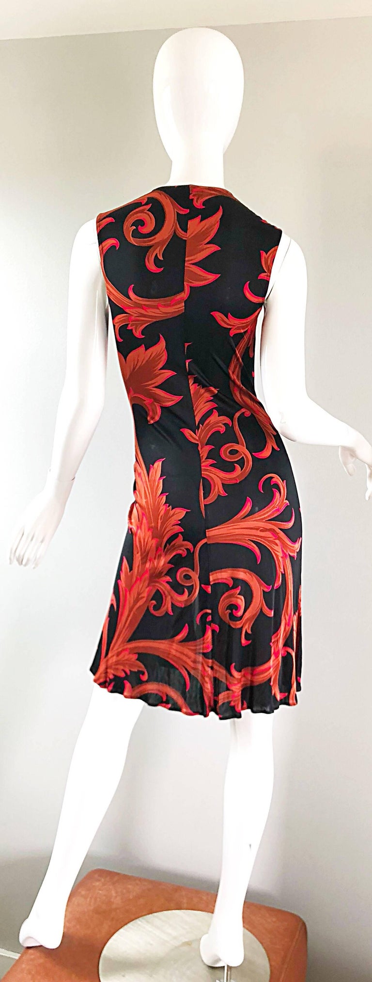 1990s Gianni Versace Couture Red + Black Baroque Print Vintage 90s ...