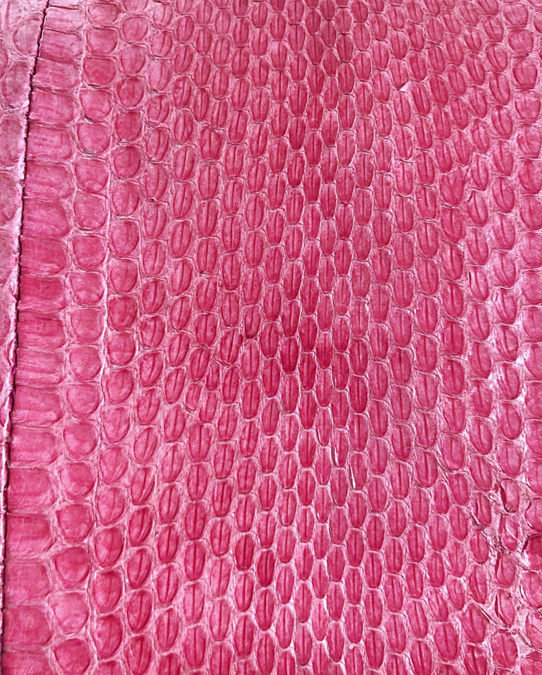 Escada 2000s Pink Python Snake Skin Silver Link Evening Shoulder Bag Purse For Sale 1