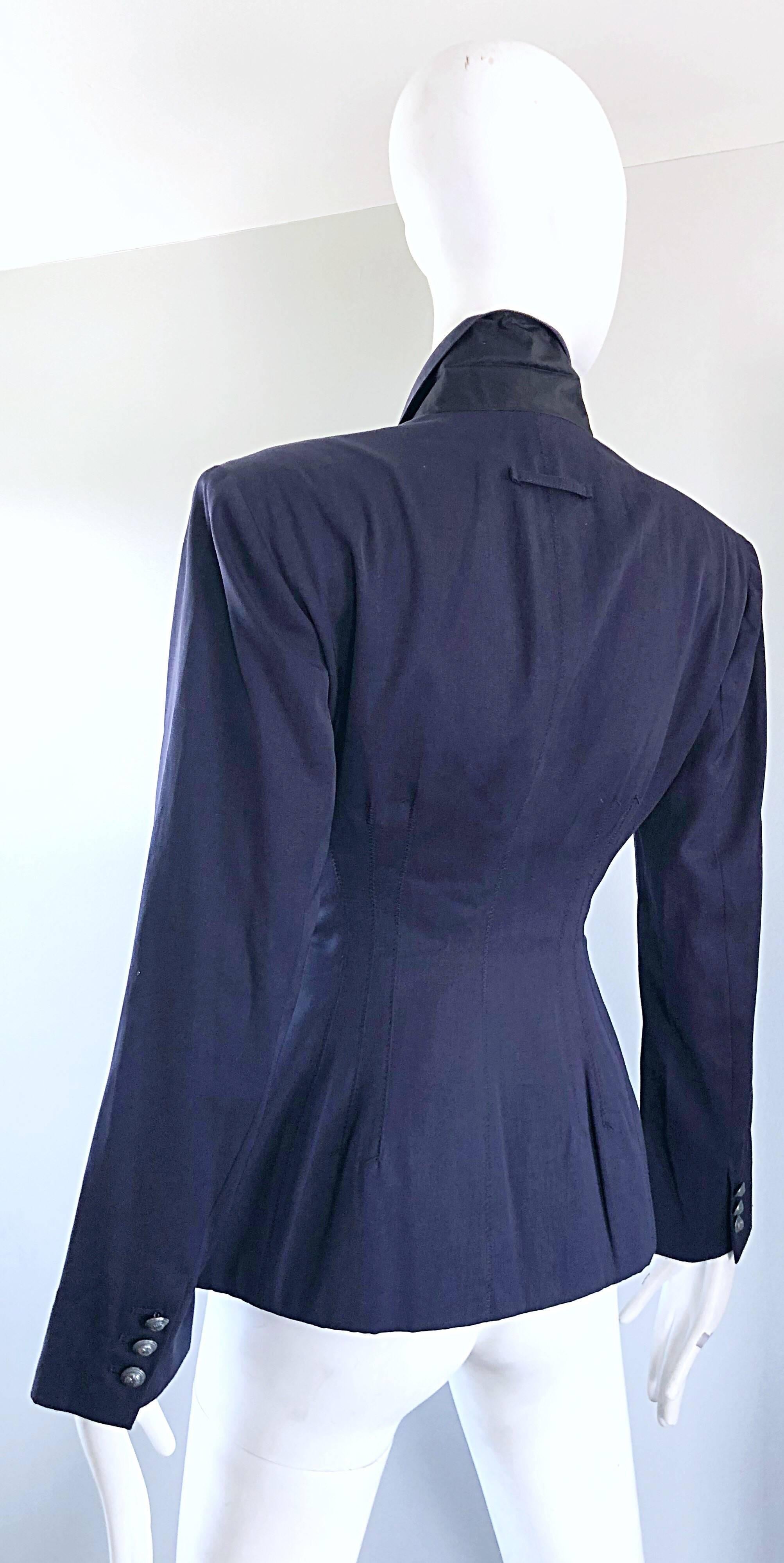 Blue Madonna’s Rare Jean Paul Gaultier 1988 Navy Padded Vintage Blazer 80s Jacket For Sale