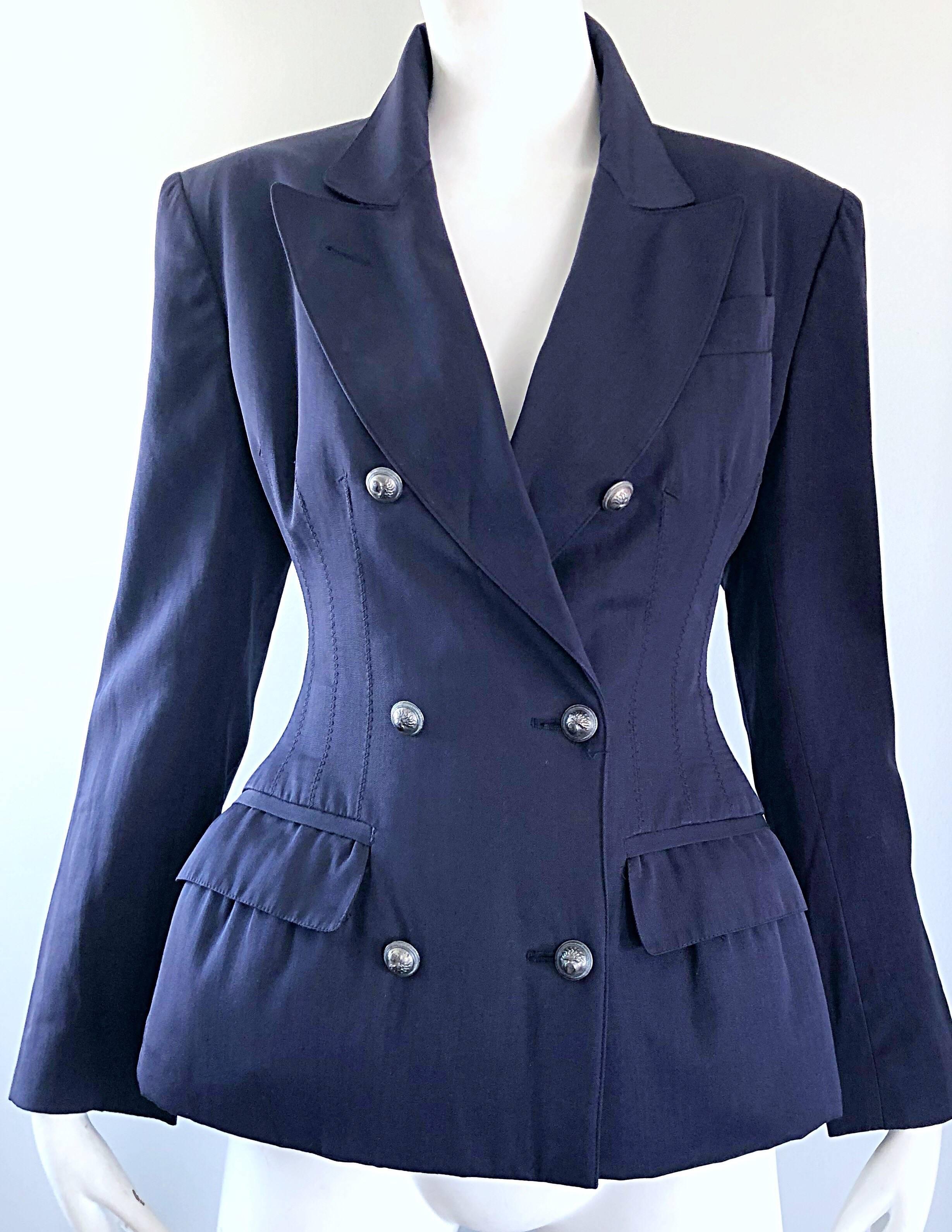 Madonna Madonna's Rare Jean Paul Gaultier 1988 Marine gepolsterter Vintage Blazer 80er Jahre Jacke im Angebot 4