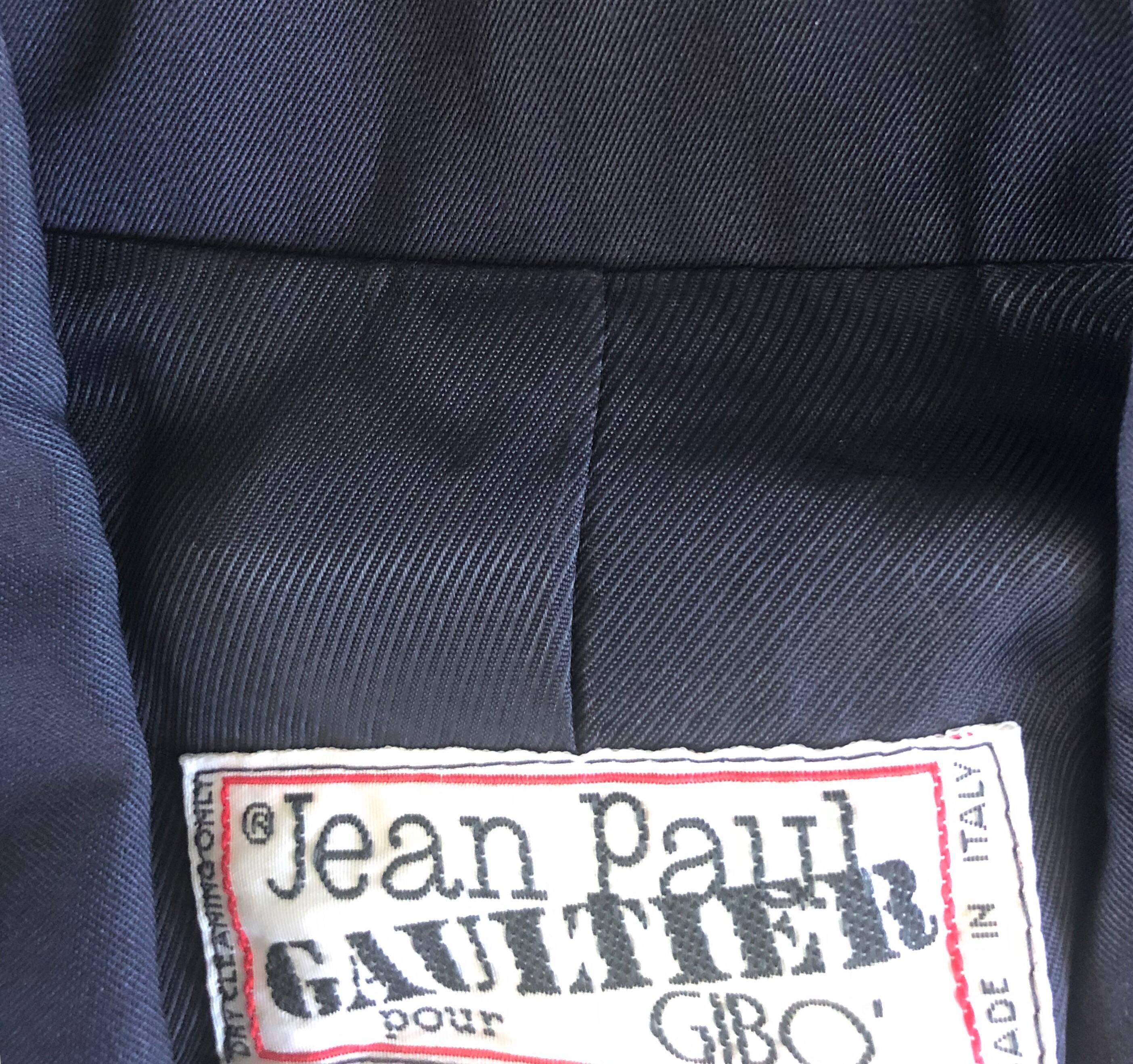 Madonna’s Rare Jean Paul Gaultier 1988 Navy Padded Vintage Blazer 80s Jacket For Sale 4