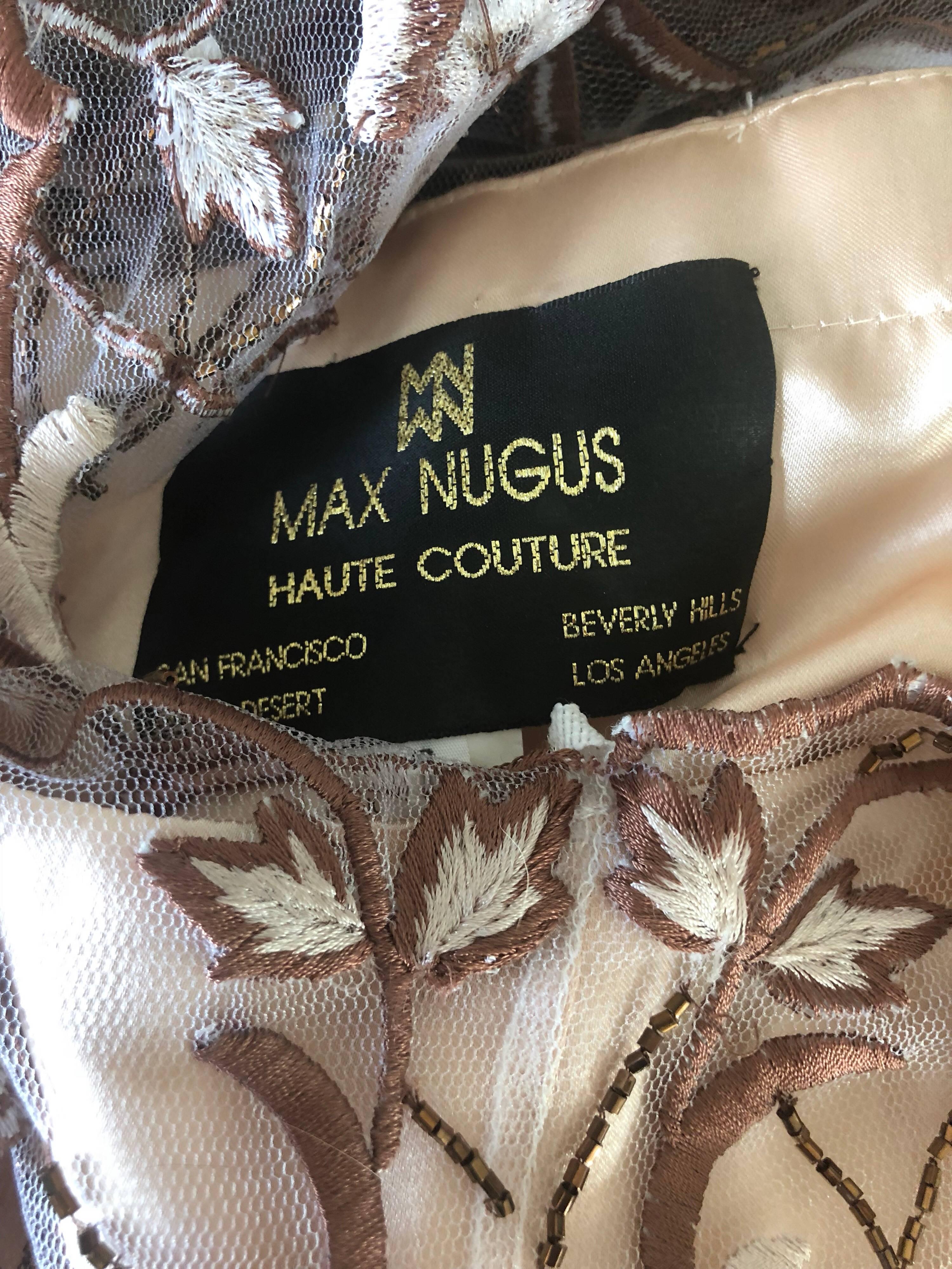 Max Nugus Haute Couture 1990s Size 6 8 Pink Brown Ombre Chiffon Vintage 90s Gown For Sale 10