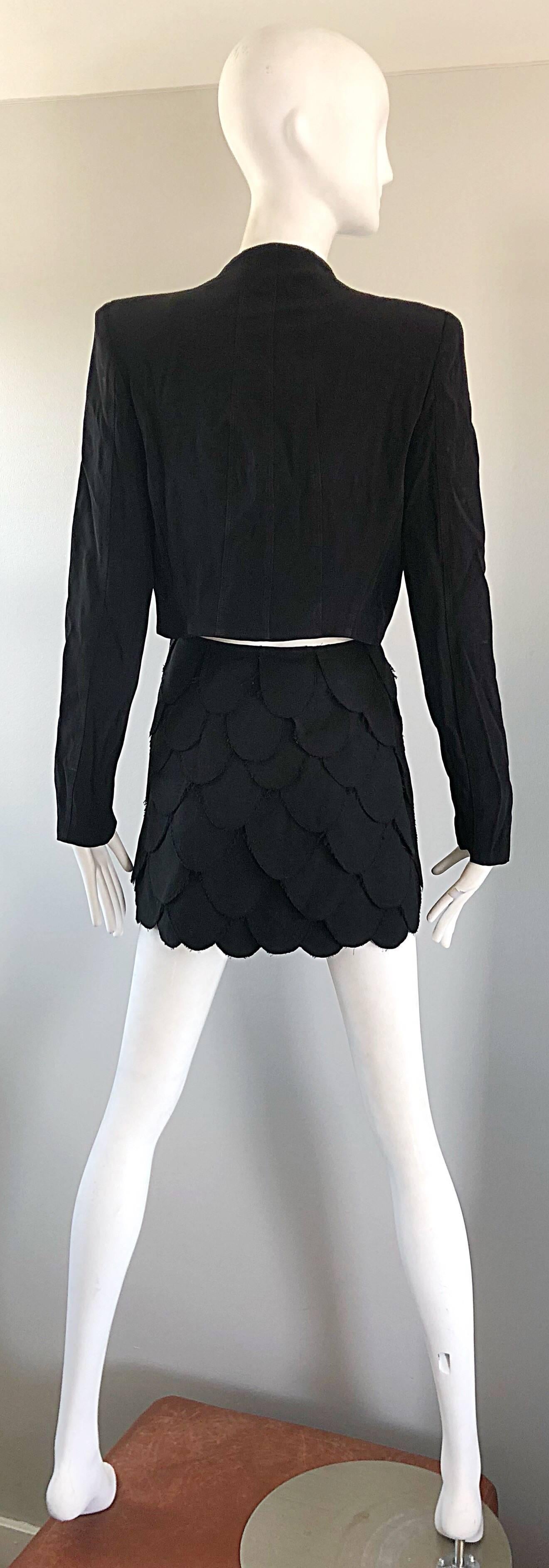 Women's Moschino Cheap & Chic Vintage 90s Black Size 4 Carwash Fringe Mini Skirt For Sale