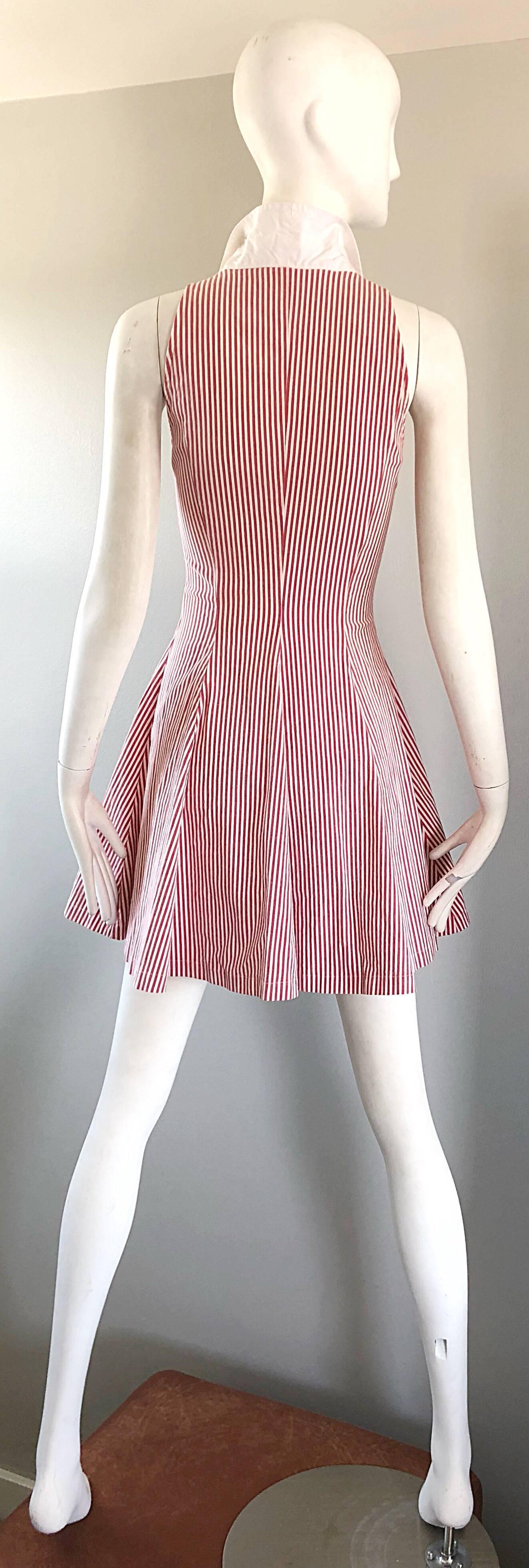 red and white horizontal striped dress