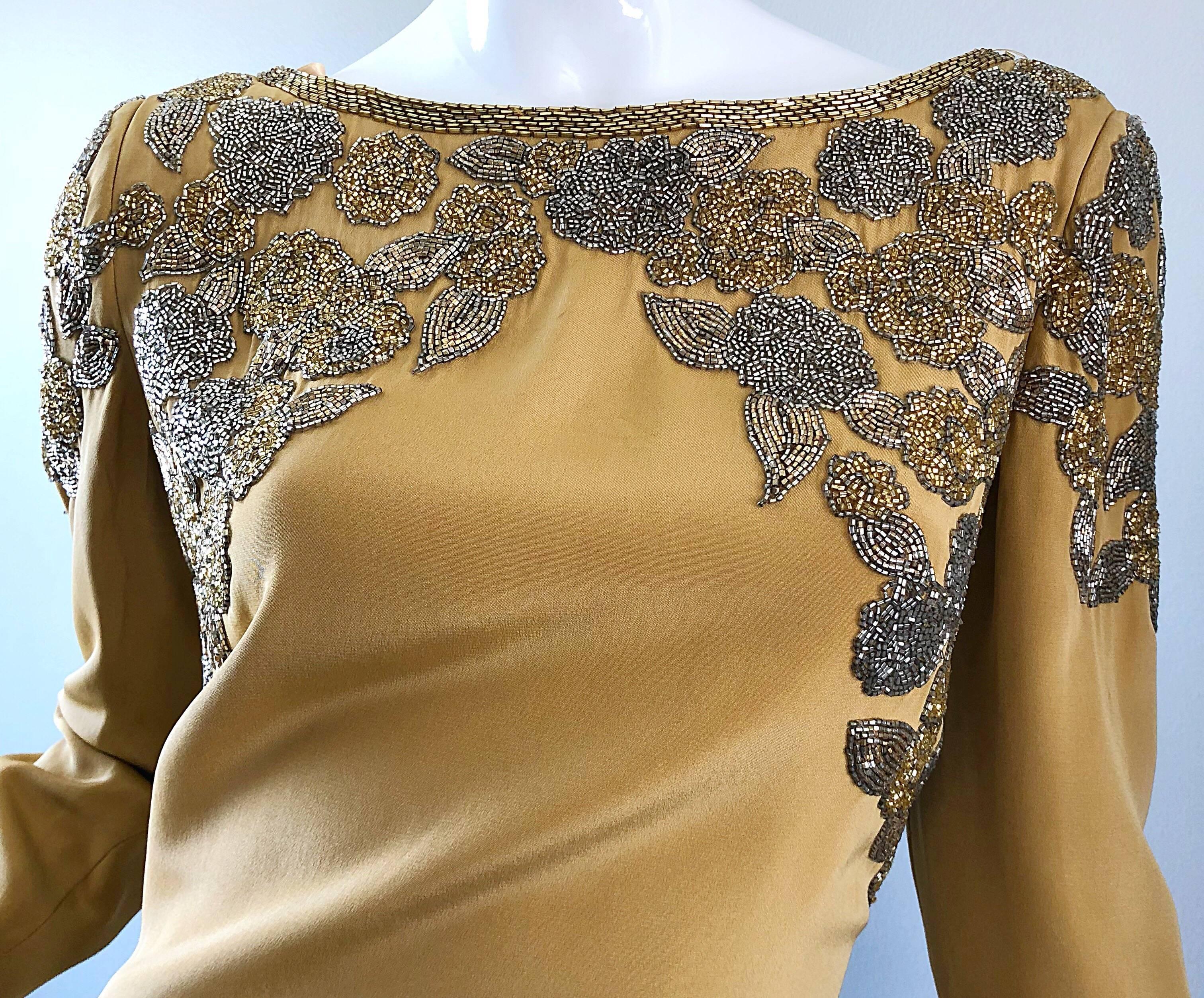 oleg cassini gold dress