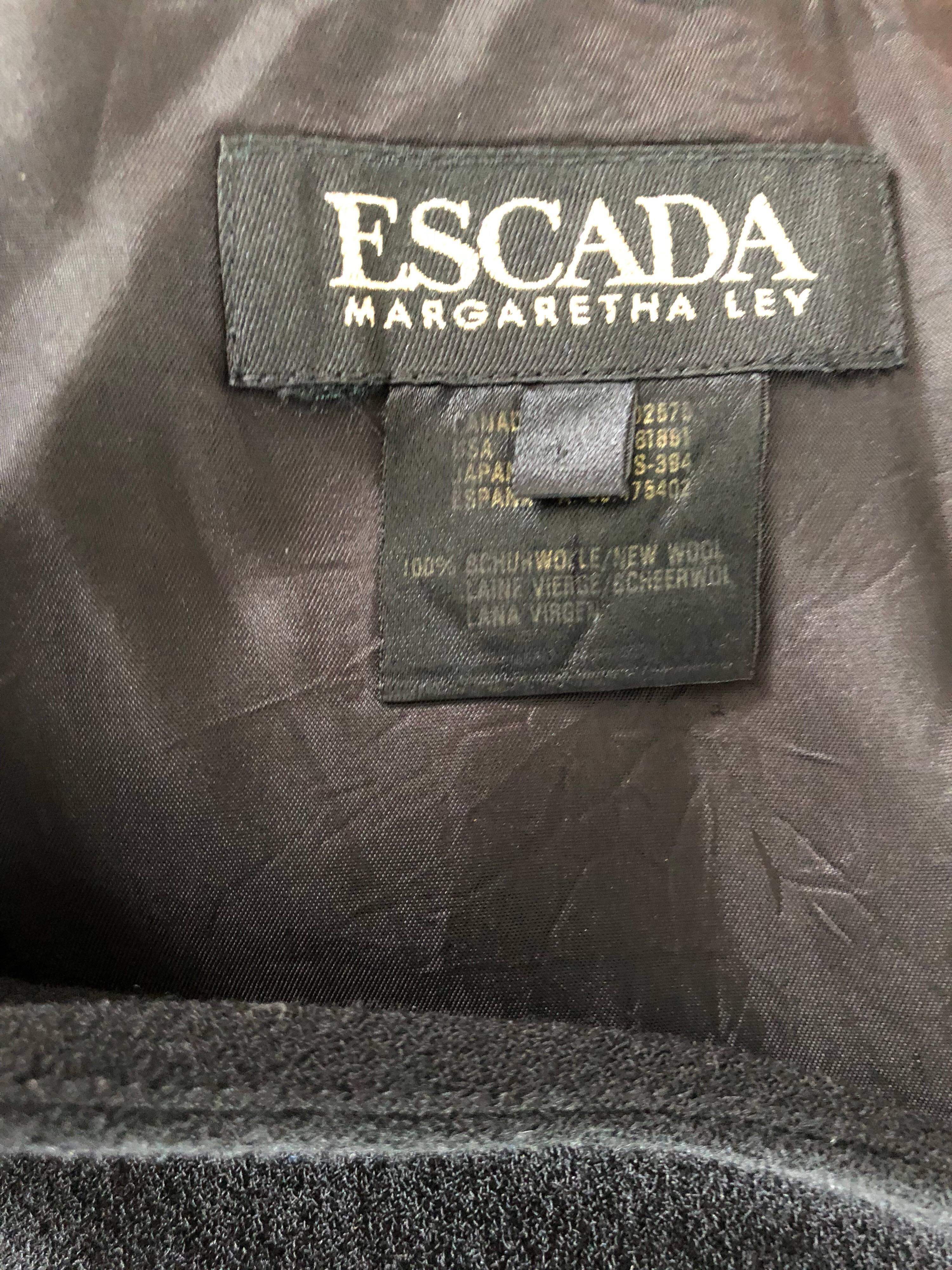 1990s Escada by Margaretha Ley Black Flapper Fringe Vintage Dress Size ...