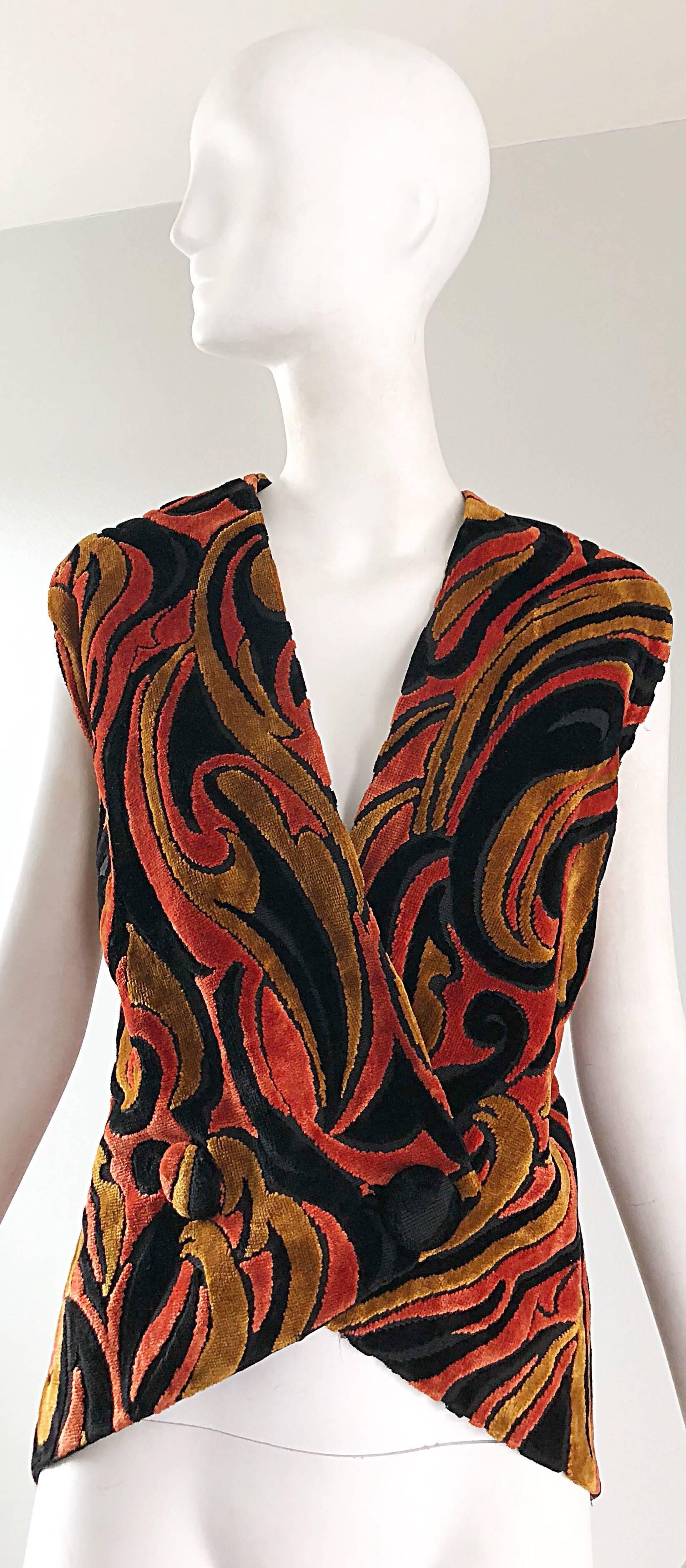 1950s Eisenberg Larger Size Chenille High Low Vintage Double Breasted 50s Vest For Sale 5