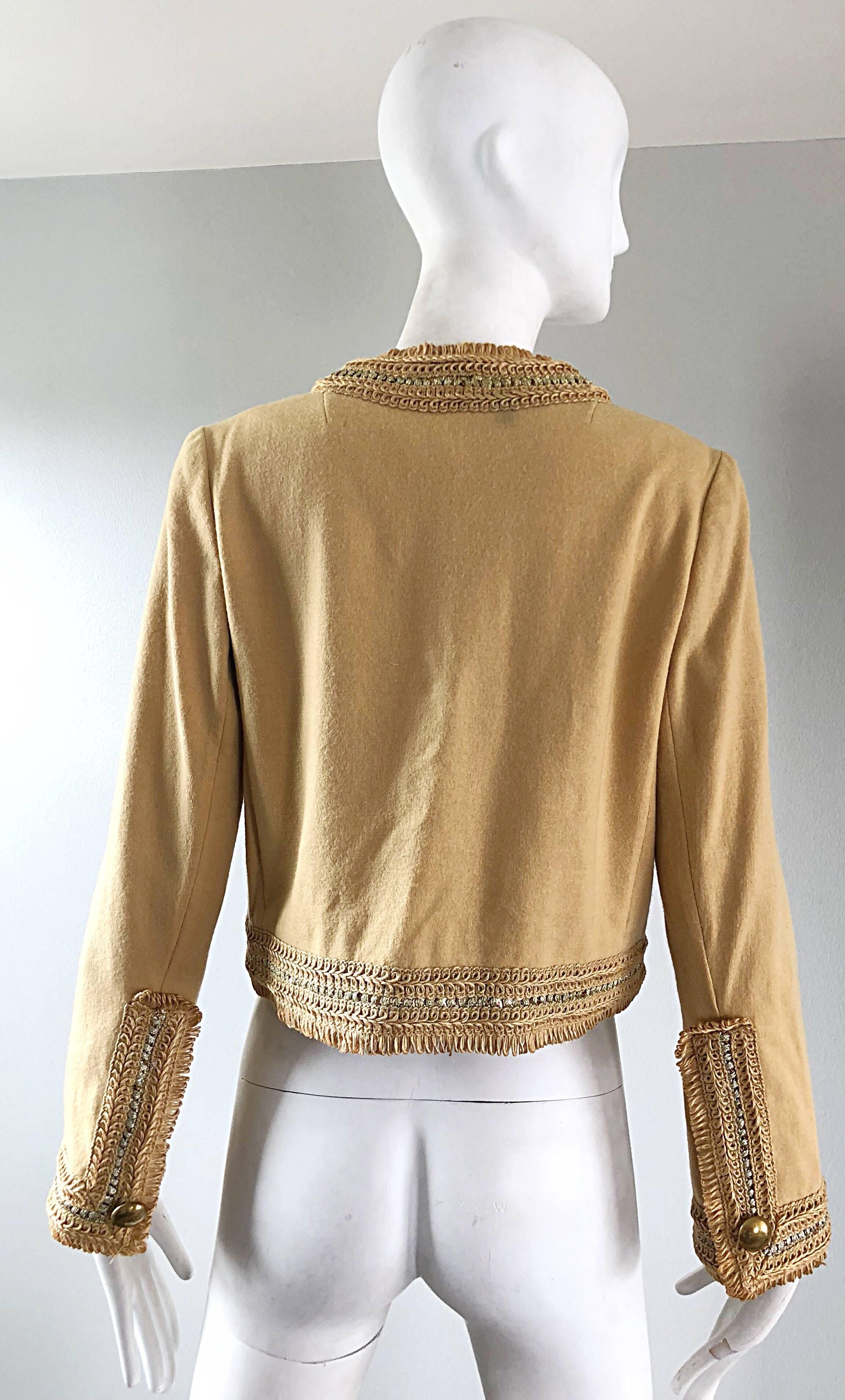 Brown 1960s Jay Morley for Fern Violette Camel Tan Sequined Vintage 60s Crop Jacket