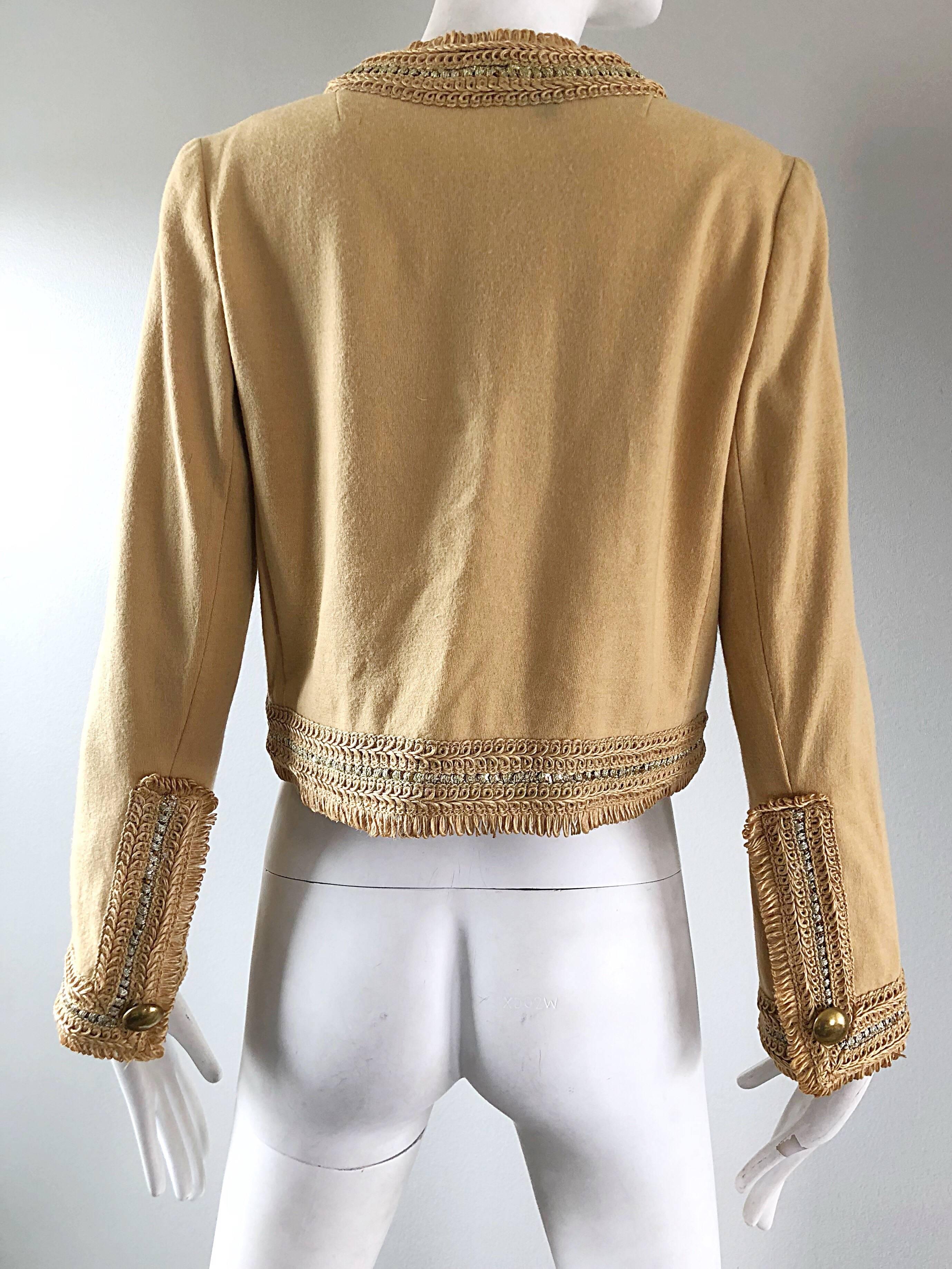 1960s Jay Morley for Fern Violette Camel Tan Sequined Vintage 60s Crop Jacket 7