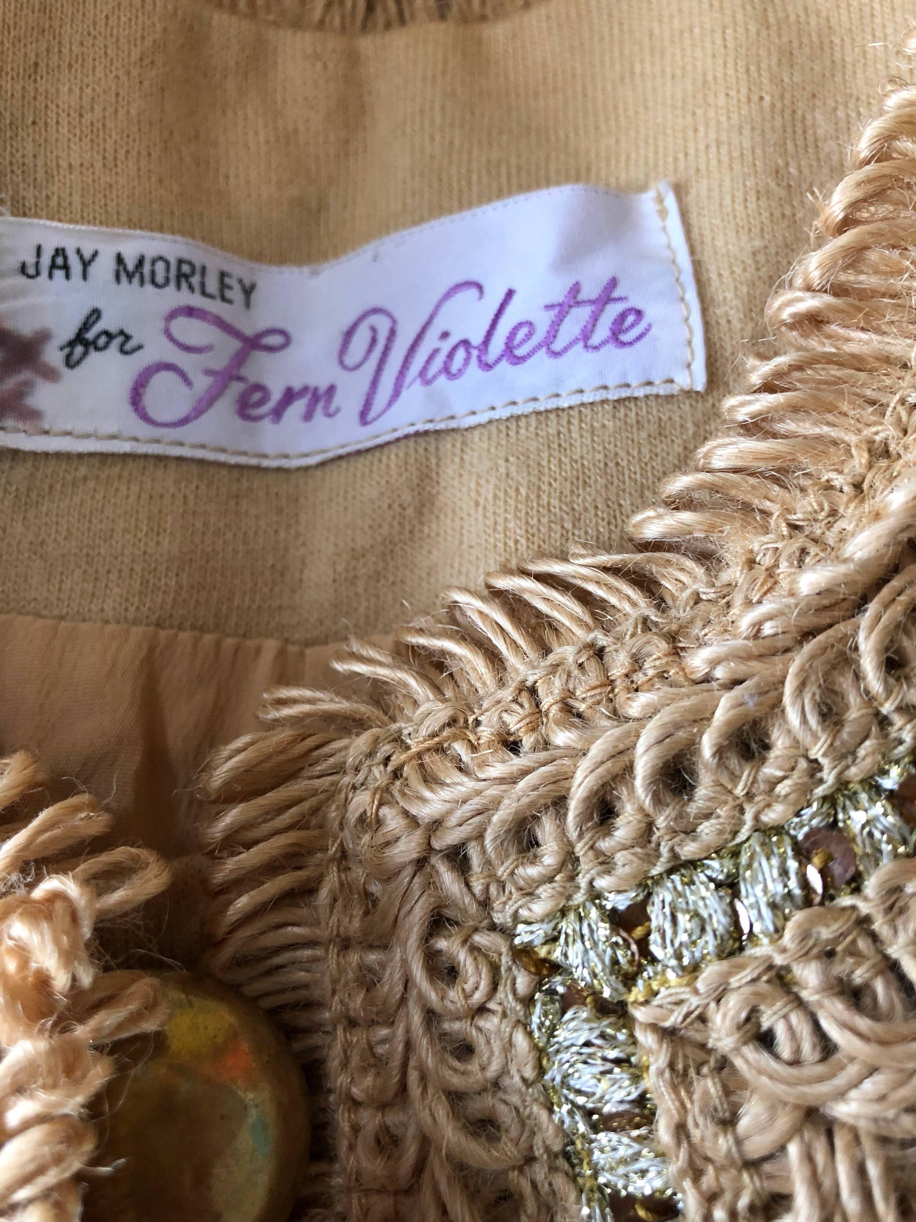 1960s Jay Morley for Fern Violette Camel Tan Sequined Vintage 60s Crop Jacket 11