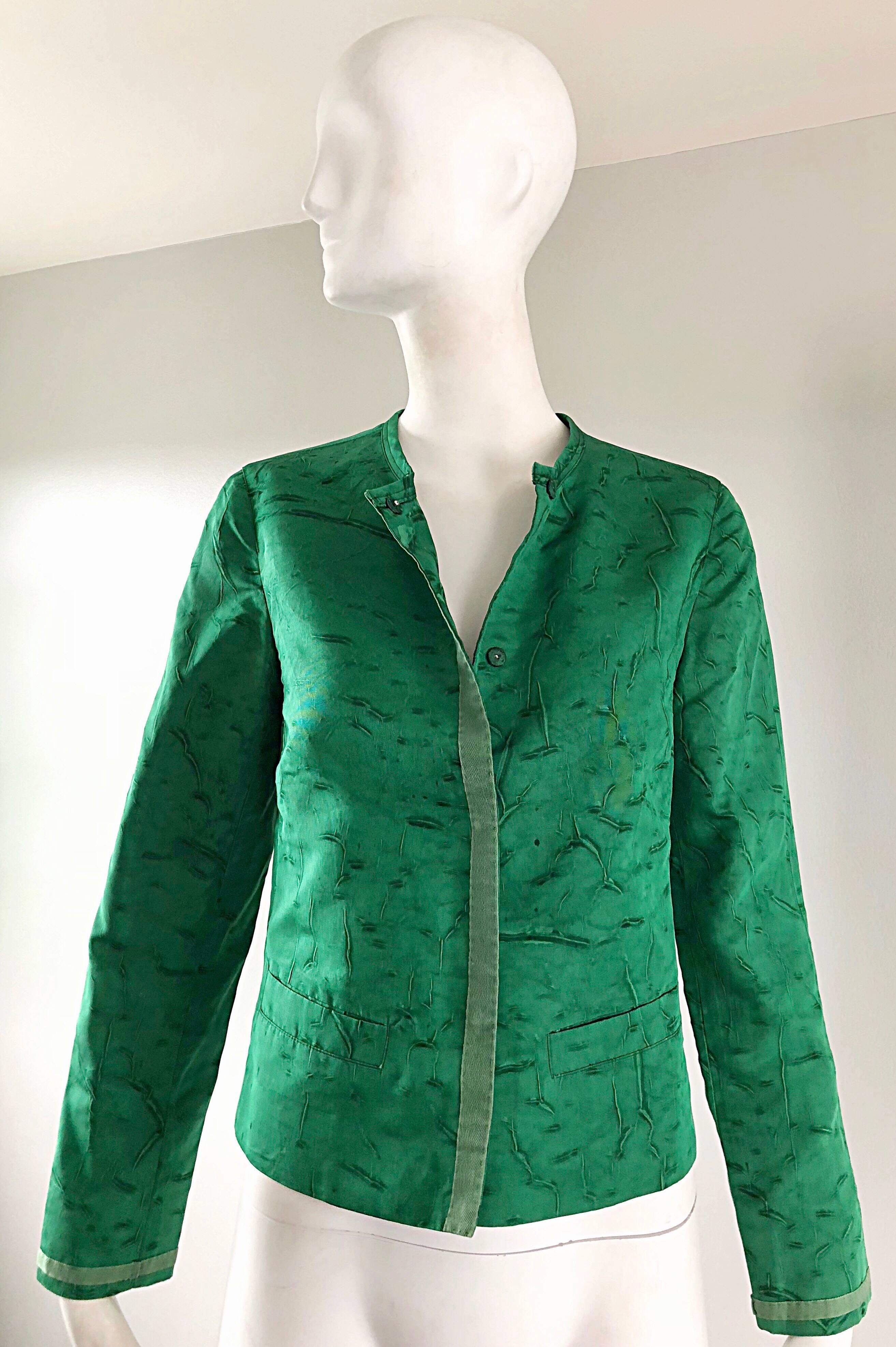 Prada Veste Pillbox vintage vert Kelly teintée avec poches (années 1990)  Unisexe en vente