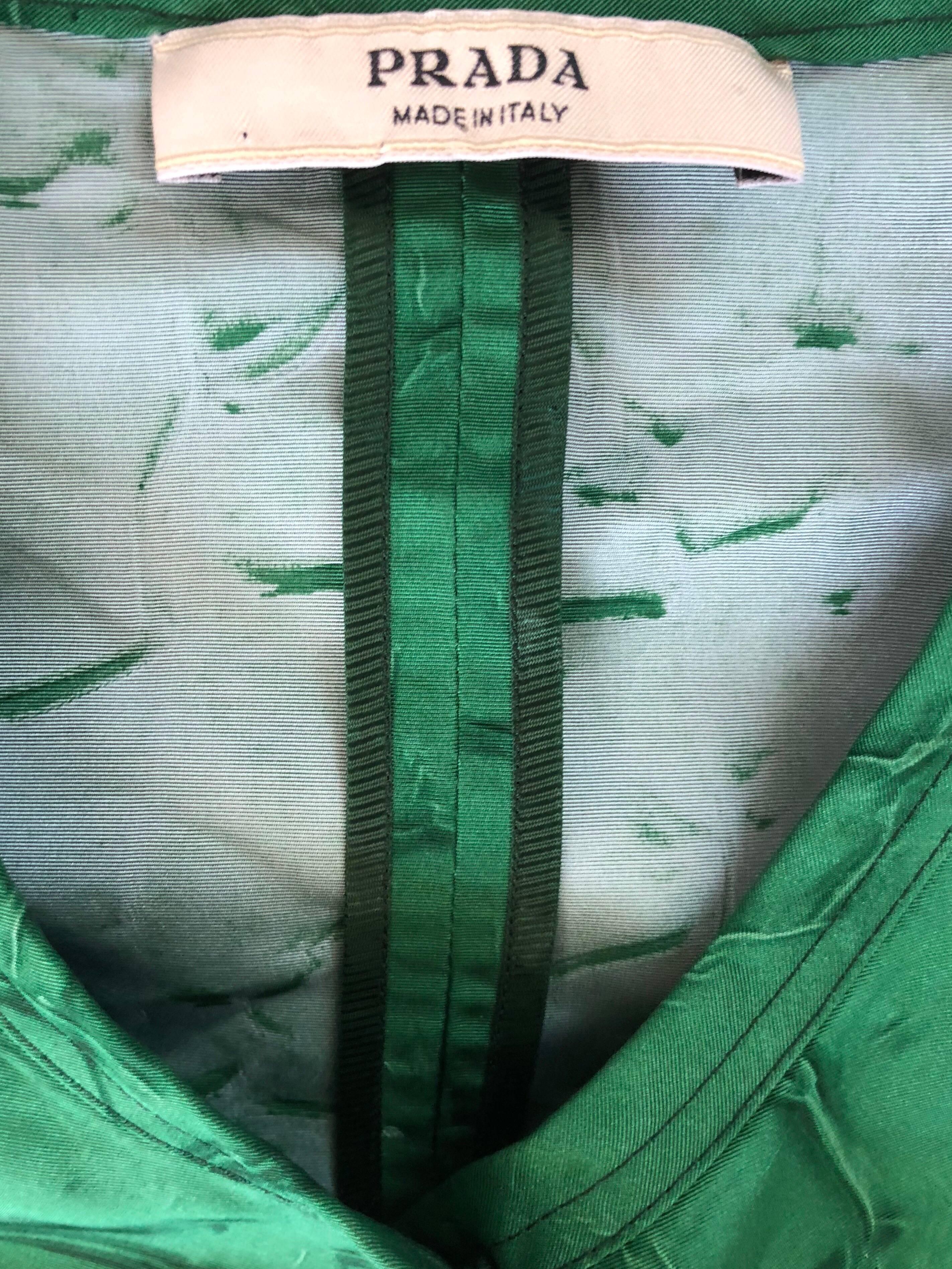 Prada Veste Pillbox vintage vert Kelly teintée avec poches (années 1990)  en vente 6