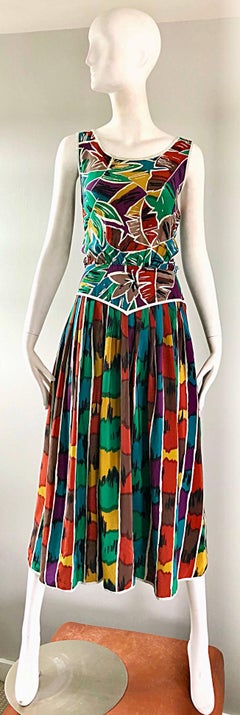 Vintage Oscar de la Renta Miss O Size 8 / 10 Kaleidoscope Print Silk Dress