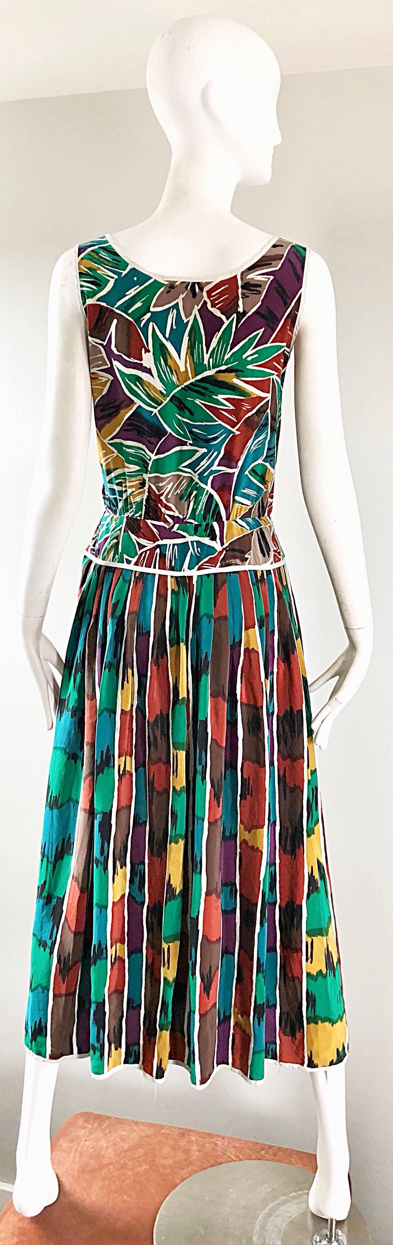 Vintage Oscar de la Renta Miss O Size 8 / 10 Kaleidoscope Print Silk Dress For Sale 7