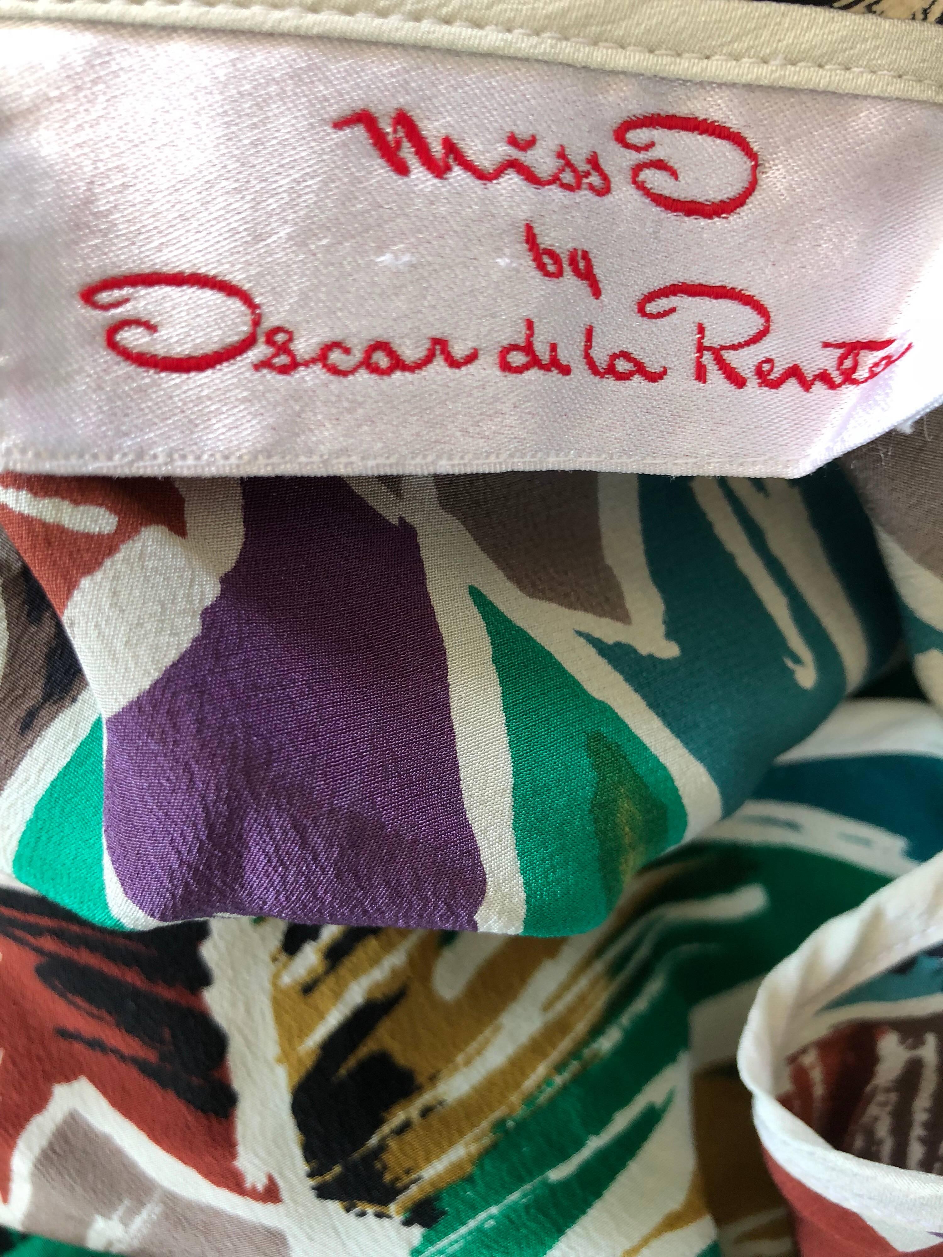 Vintage Oscar de la Renta Miss O Size 8 / 10 Kaleidoscope Print Silk Dress For Sale 9