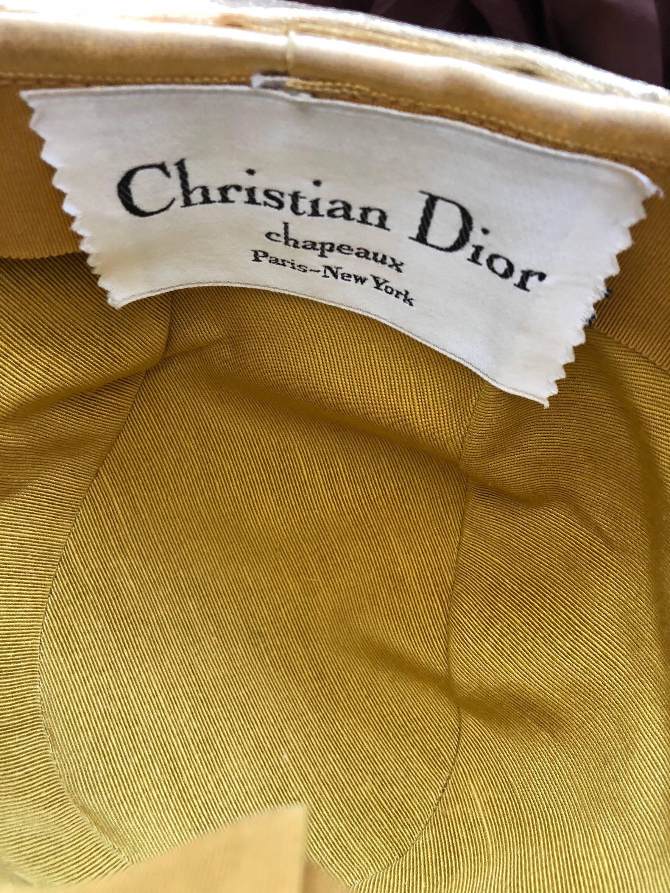 1950s Christian Dior Gold Lame Avant Garde Rare Vintage 50s Turban Hat  3
