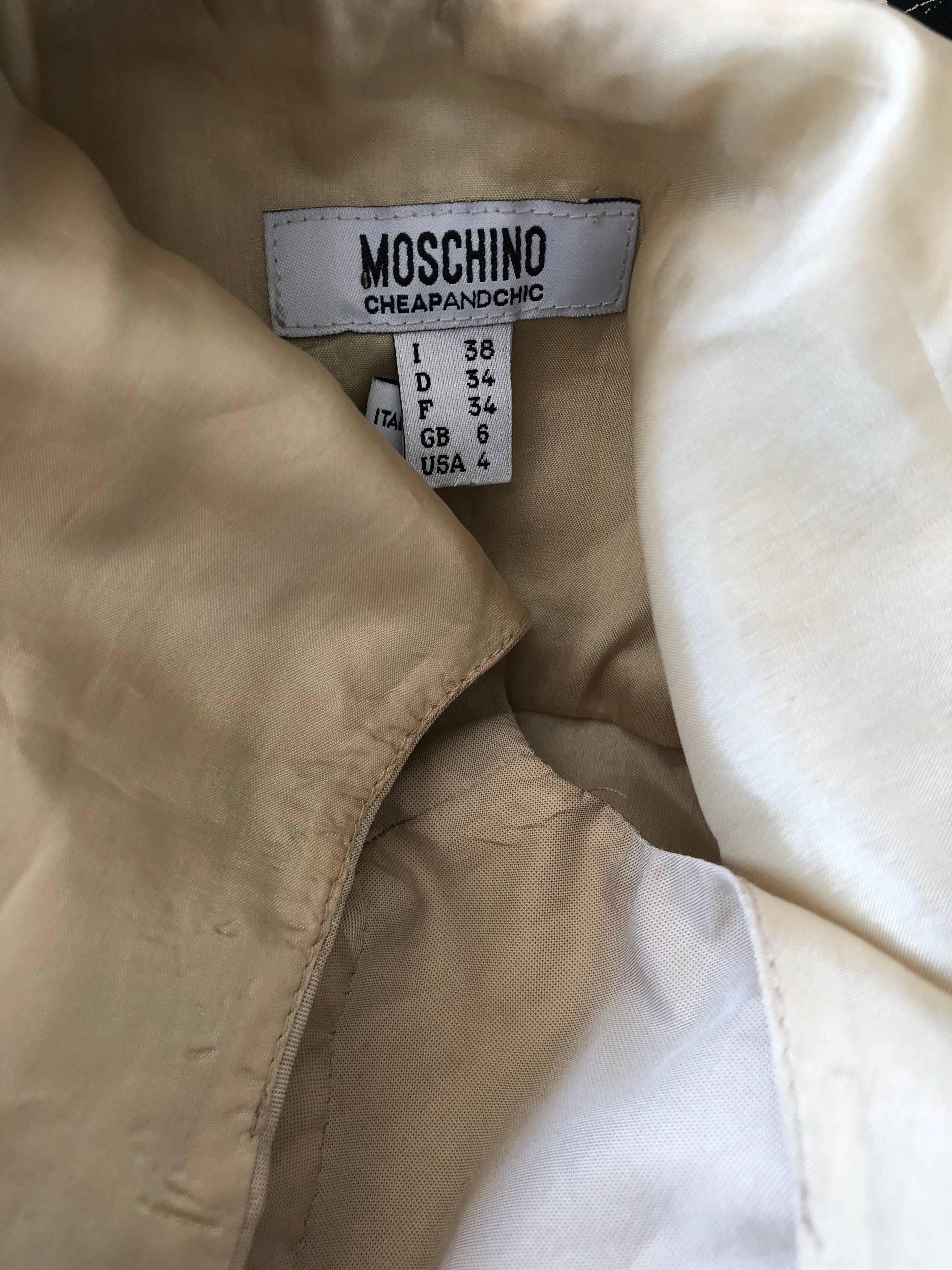 1990s Moschino Cheap and Chic Size 4 Khaki Beige Flower Print Vintage ...