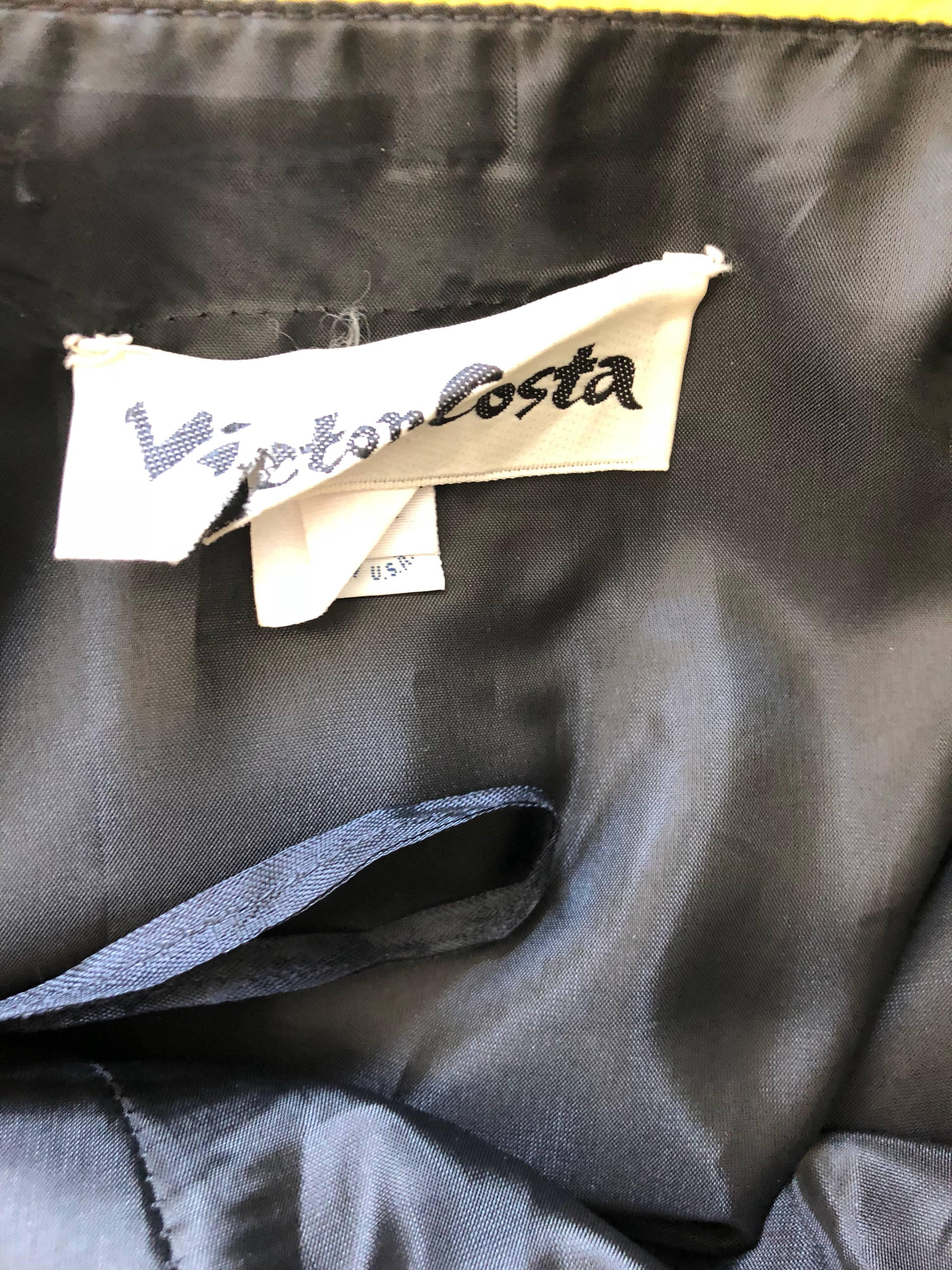 Vintage Victor Costa Black + Yellow Avant Garde 1980s Strapless Cotton Dress For Sale 5